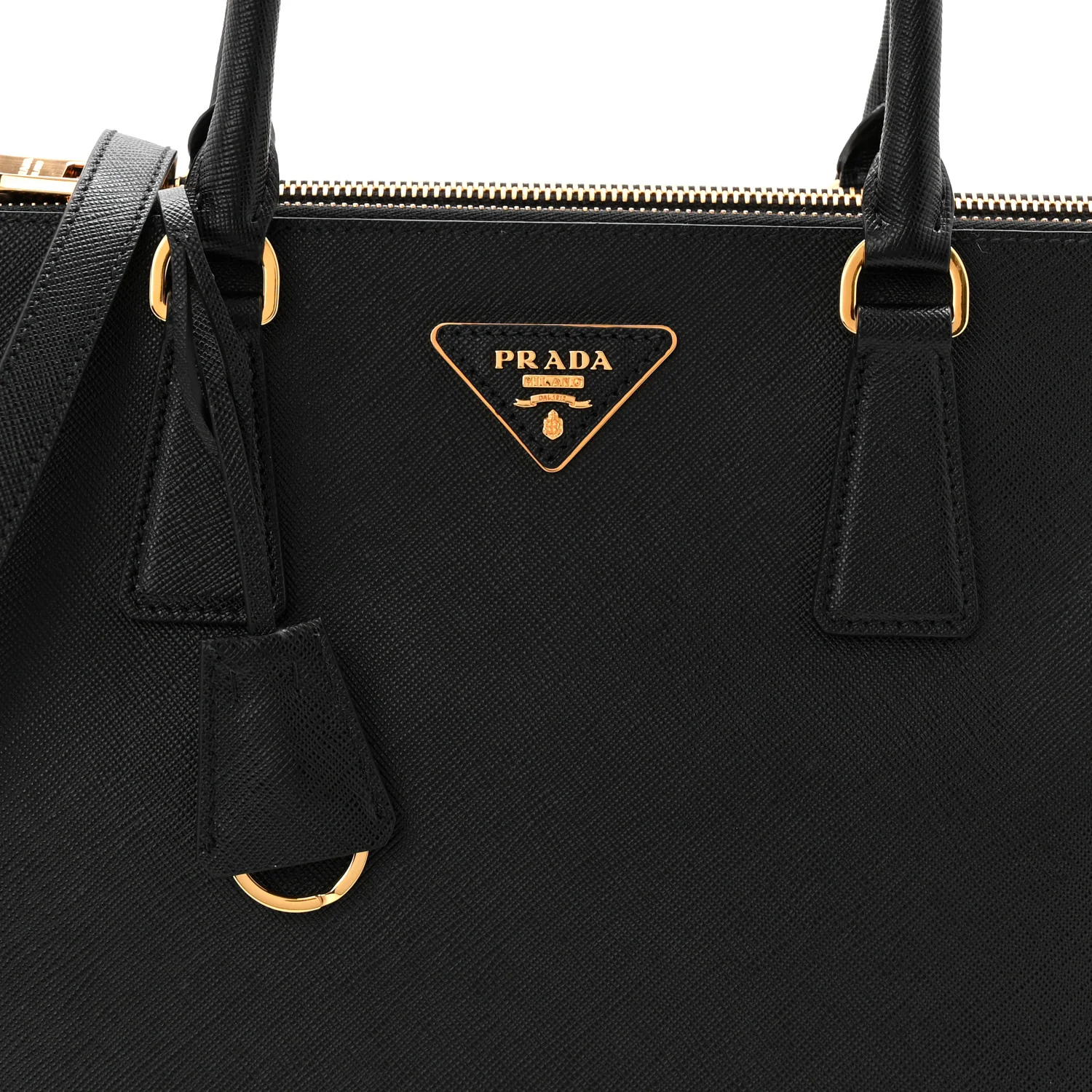 Saffiano Lux Large Galleria Double Zip Tote Black - Image 8