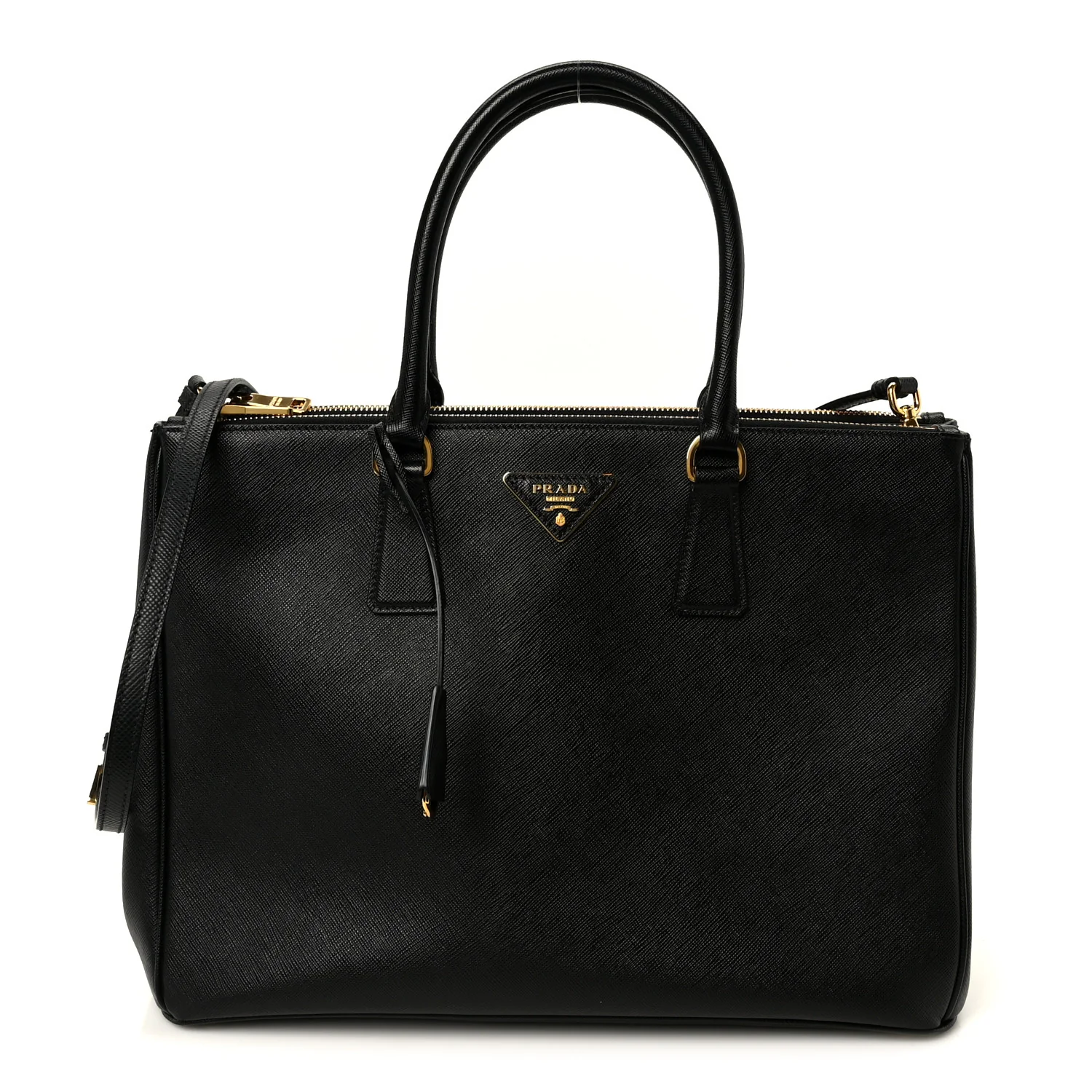 Saffiano Lux Large Galleria Double Zip Tote Black