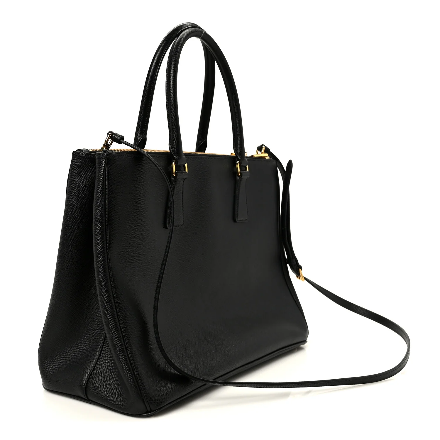 Saffiano Lux Large Galleria Double Zip Tote Black - Image 3
