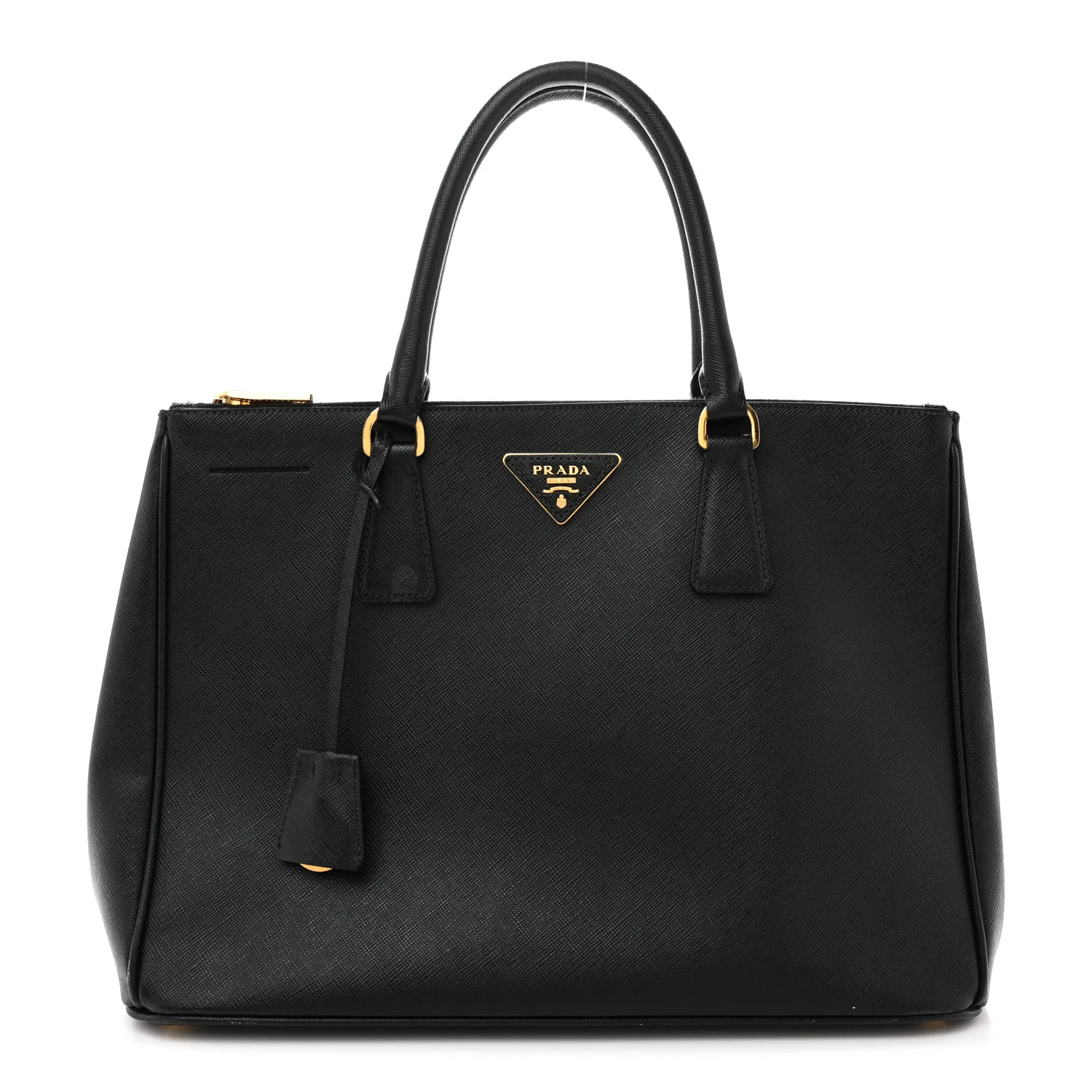 Saffiano Lux Medium Galleria Double Zip Tote Black