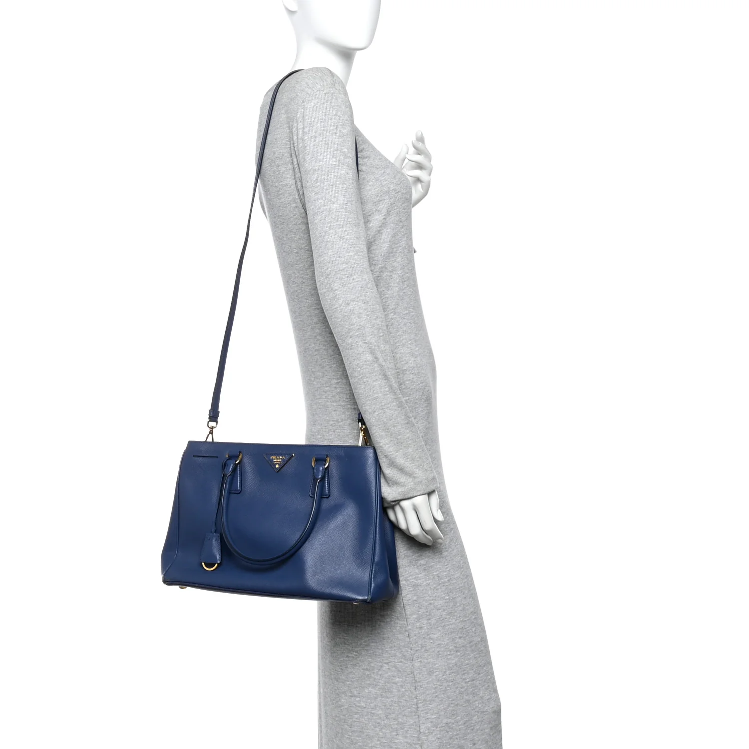 Saffiano Lux Medium Tote Bluette - Image 2