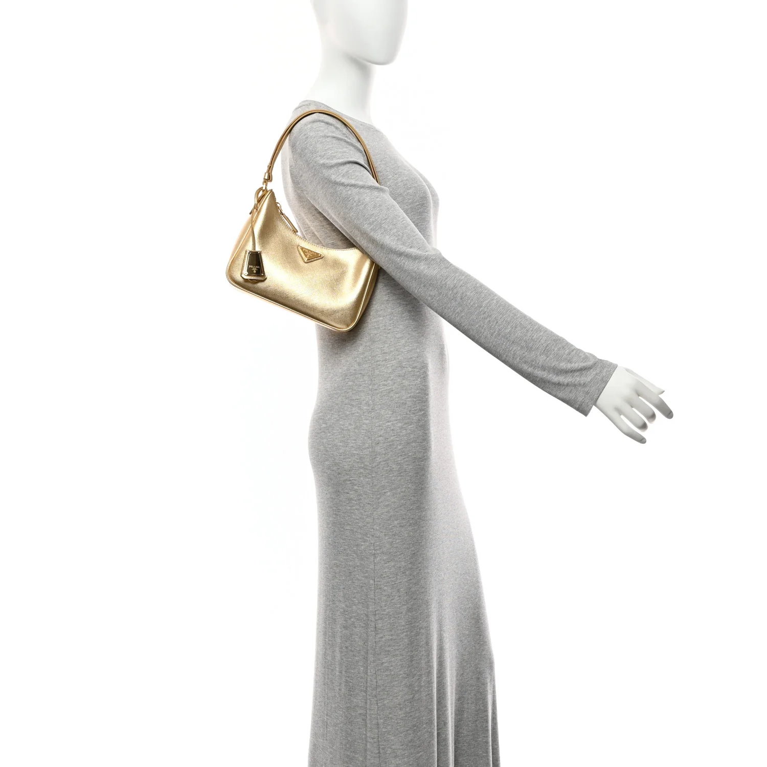 Saffiano Lux Mini Re-Edition Shoulder Bag Platino - Image 2