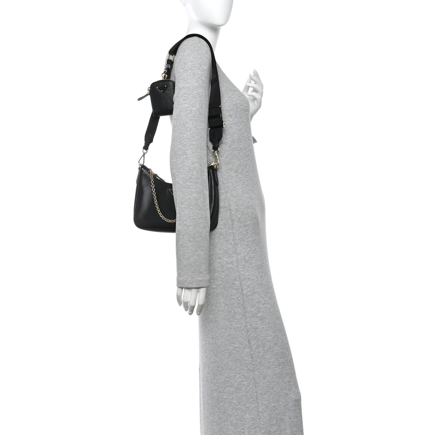 Saffiano Lux Re-Edition 2005 Shoulder Bag Black - Image 2