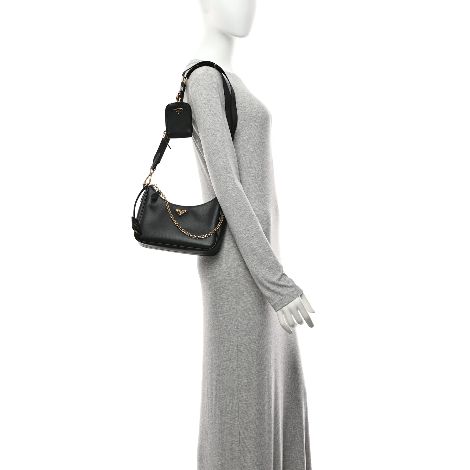 Saffiano Lux Re-Edition 2005 Shoulder Bag Black - Image 2