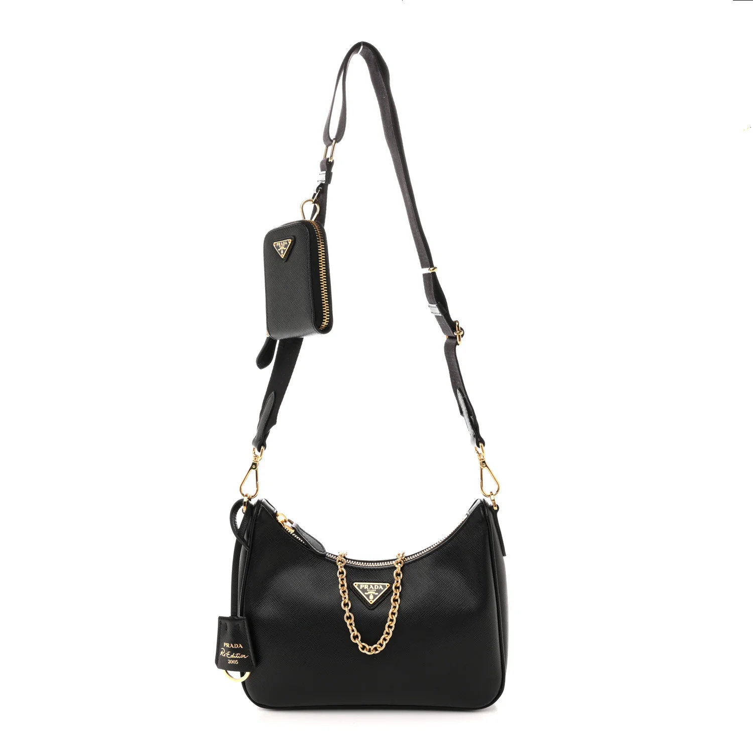 Saffiano Lux Re-Edition 2005 Shoulder Bag Black