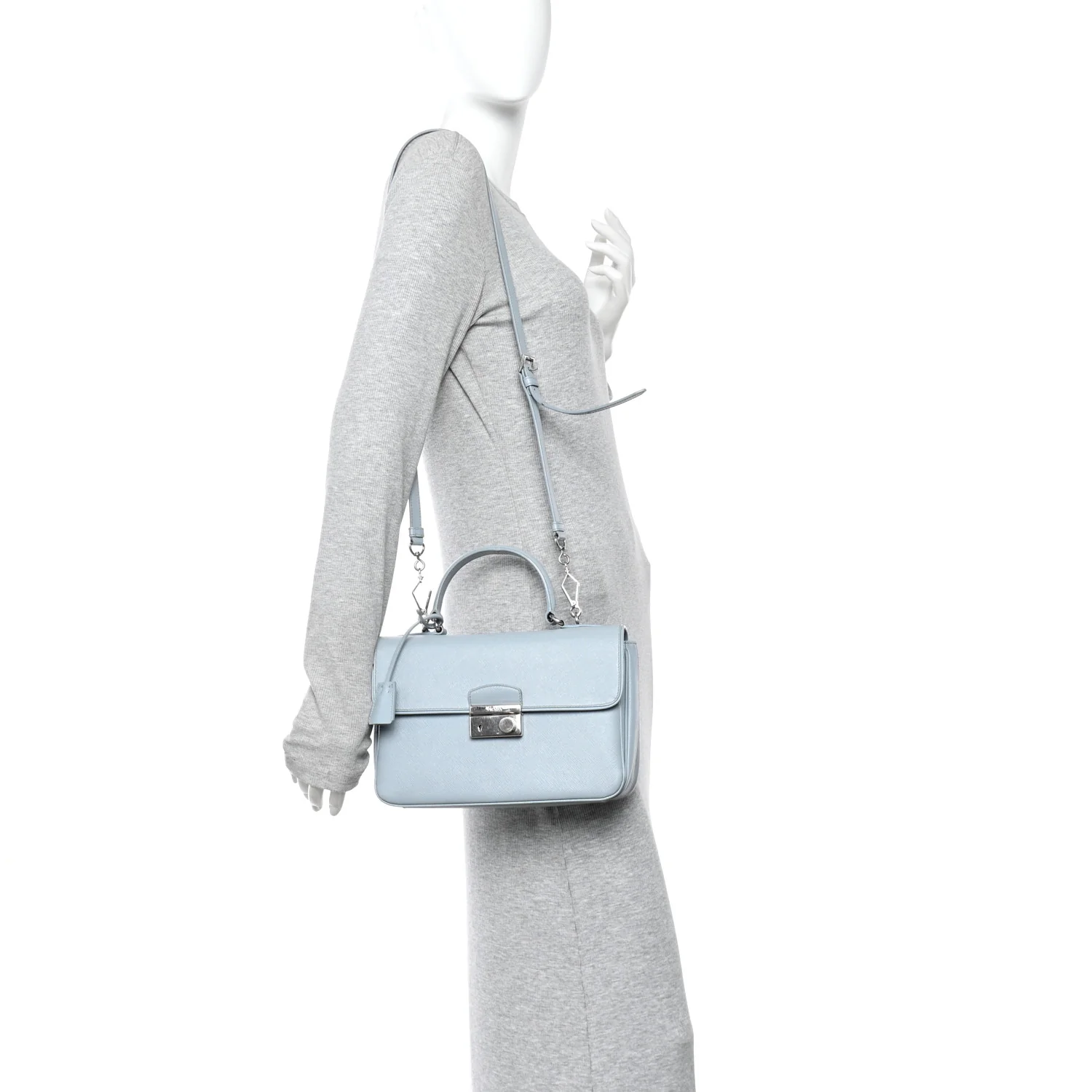 Saffiano Lux Sound Top Handle Light Blue - Image 2