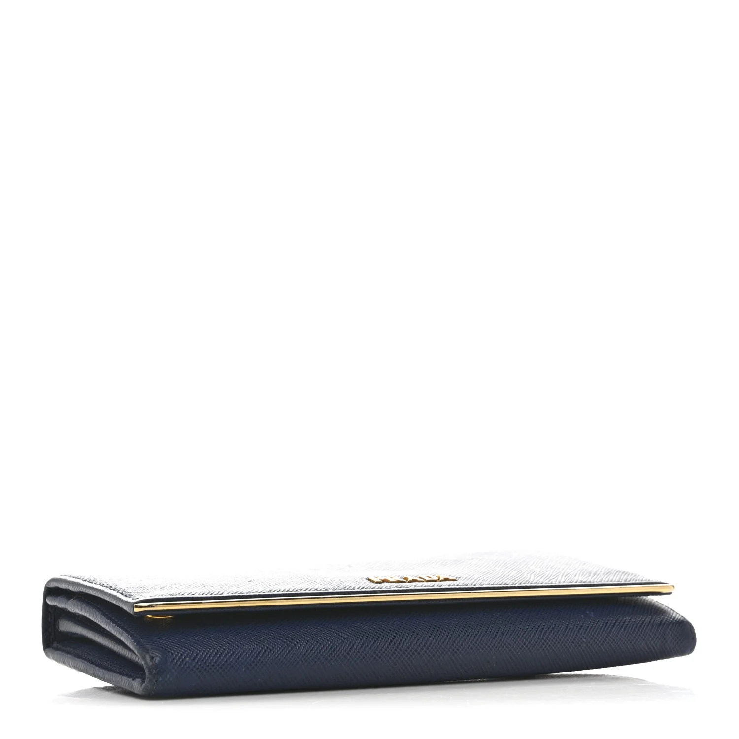 Saffiano Metal Bar Continental Flap Wallet Bluette - Image 3