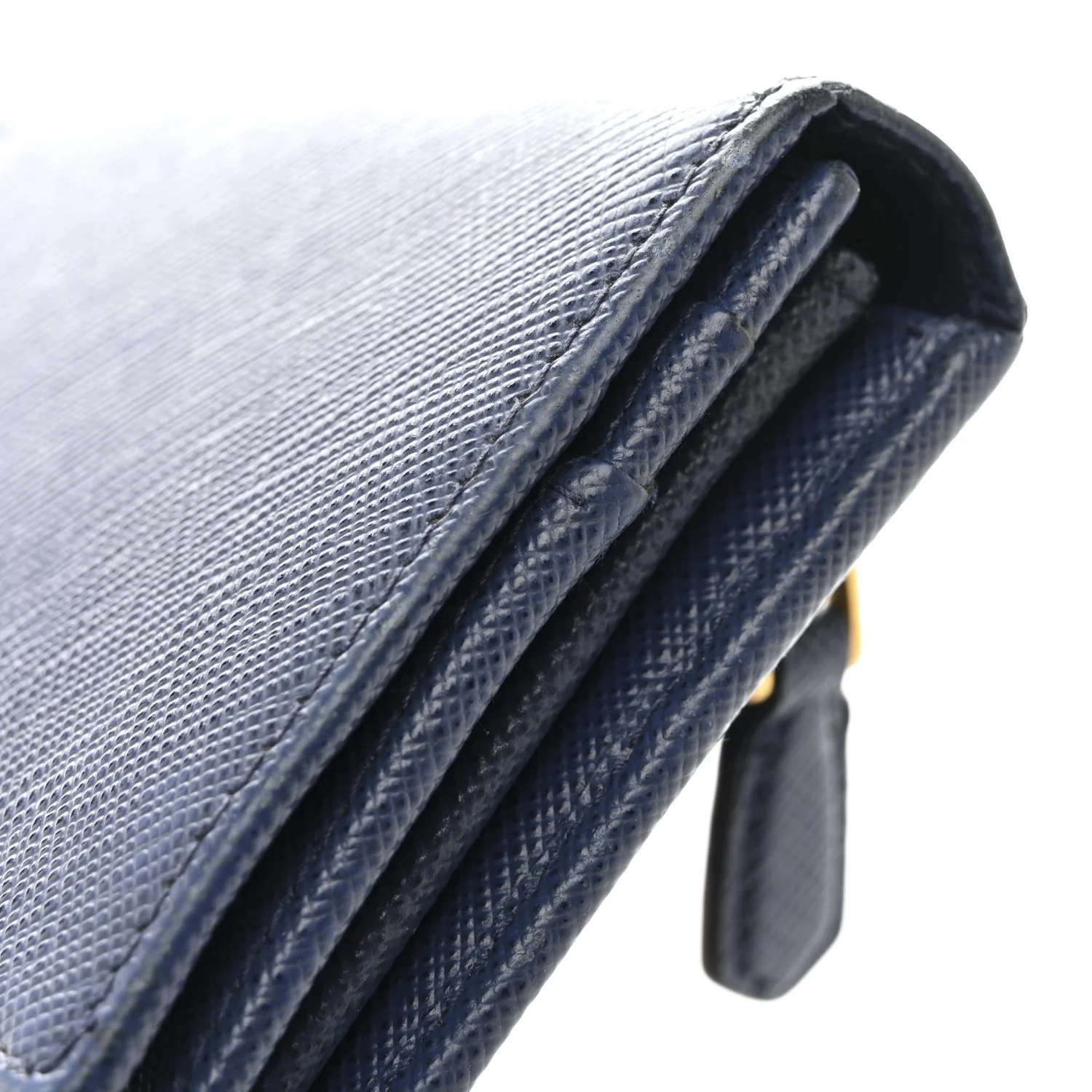 Saffiano Metal Bar Continental Flap Wallet Bluette - Image 8