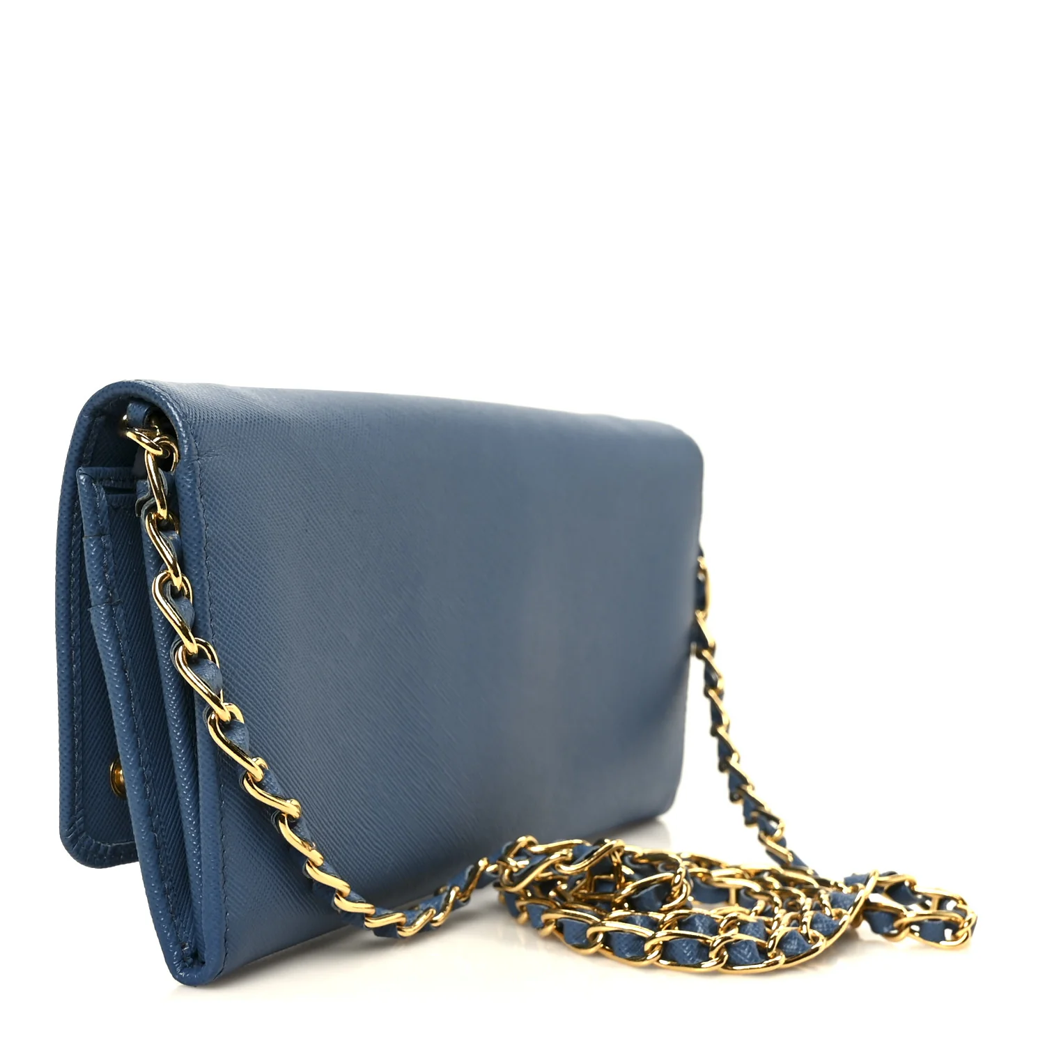 Saffiano Metal Oro Chain Wallet Cobalto - Image 3