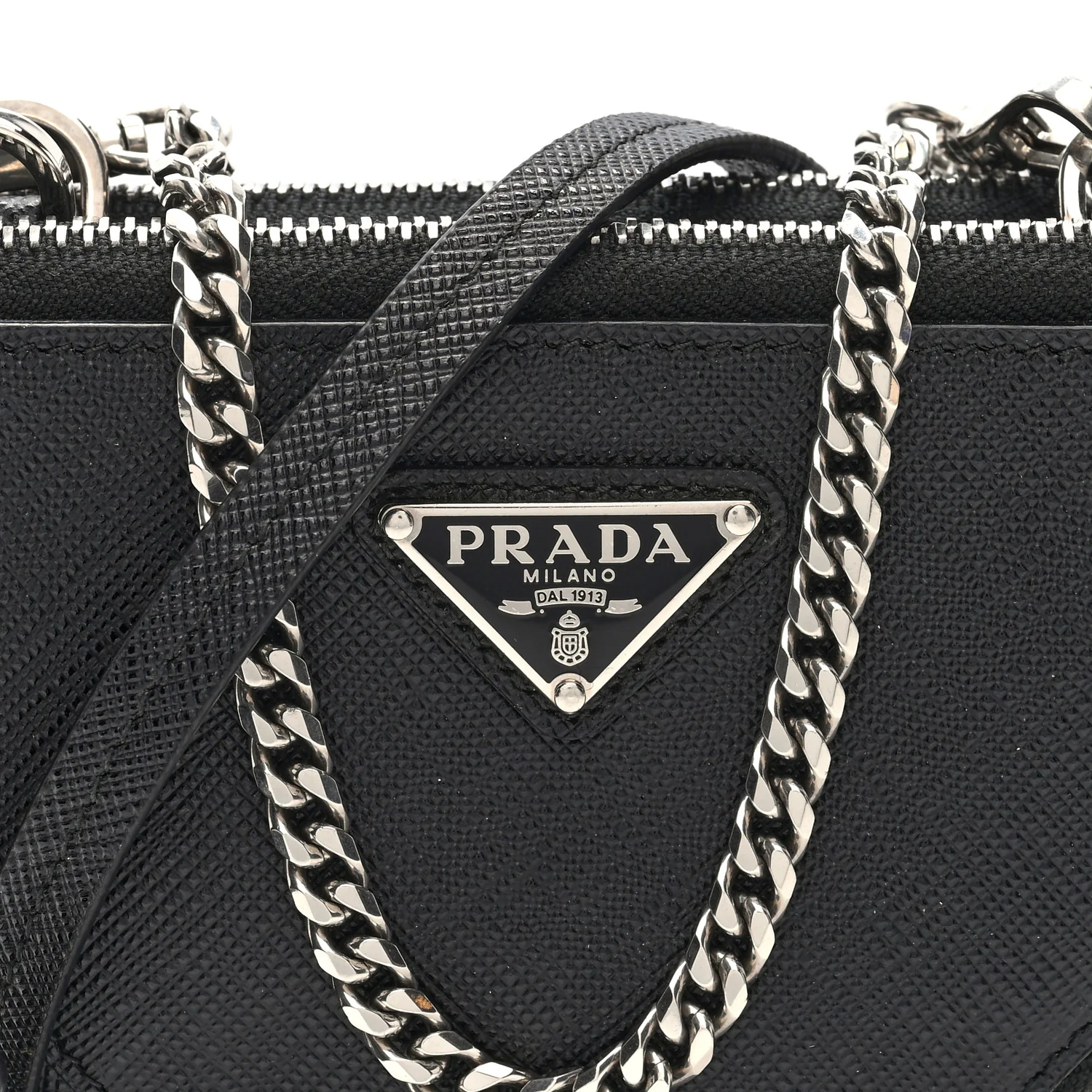 Saffiano Mini Triangle Crossbody Pouch Black - Image 8