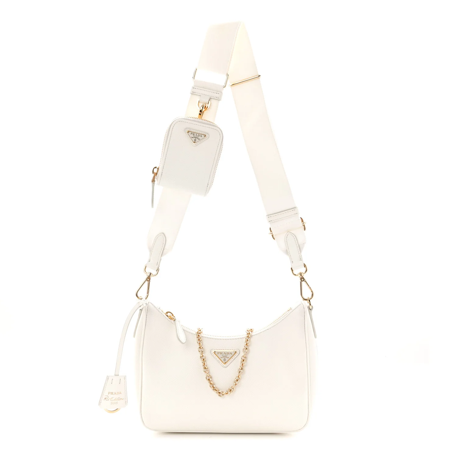 Saffiano Re-Edition 2005 Shoulder Bag White