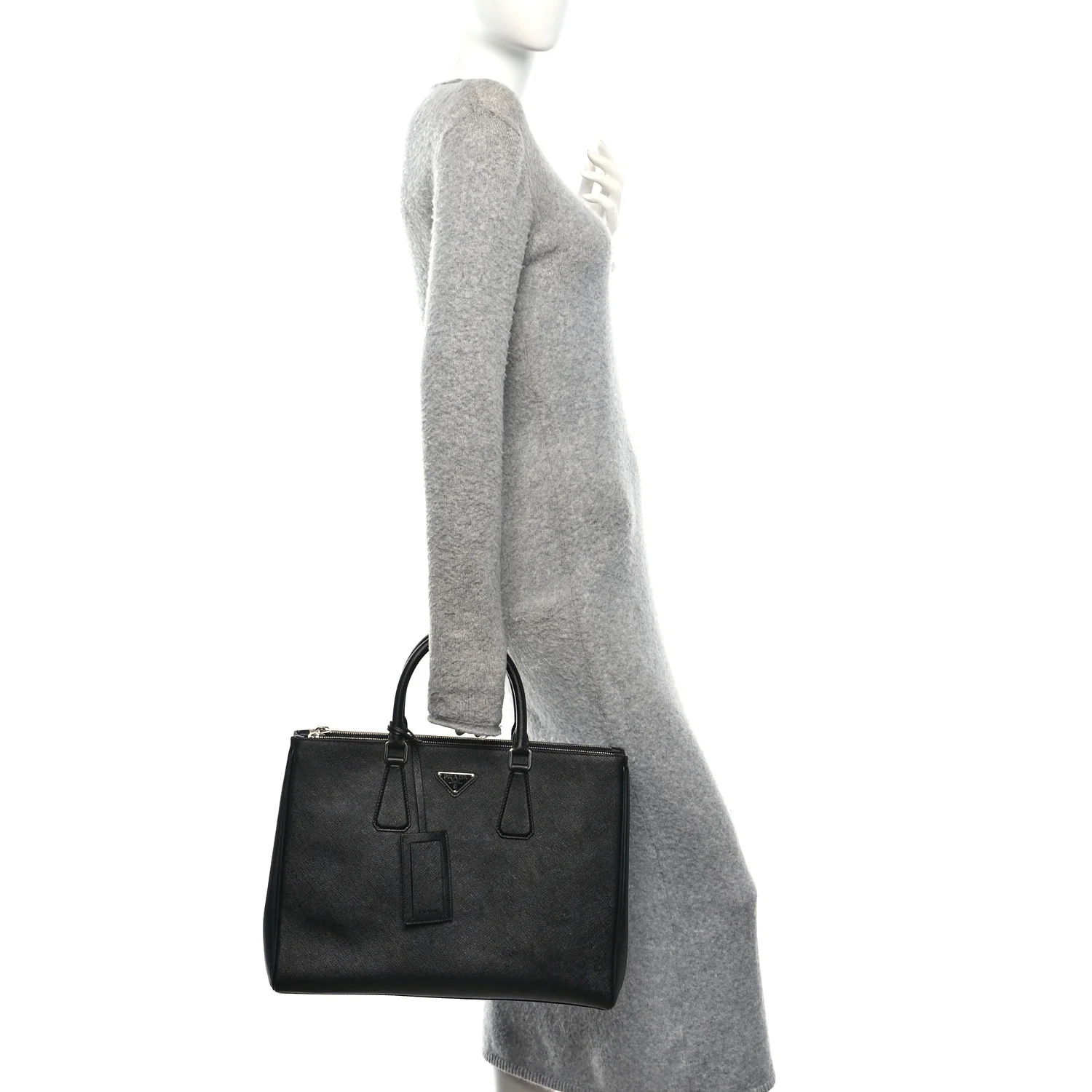 Saffiano Travel Extra Large Galleria Double Zip Tote Black - Image 2
