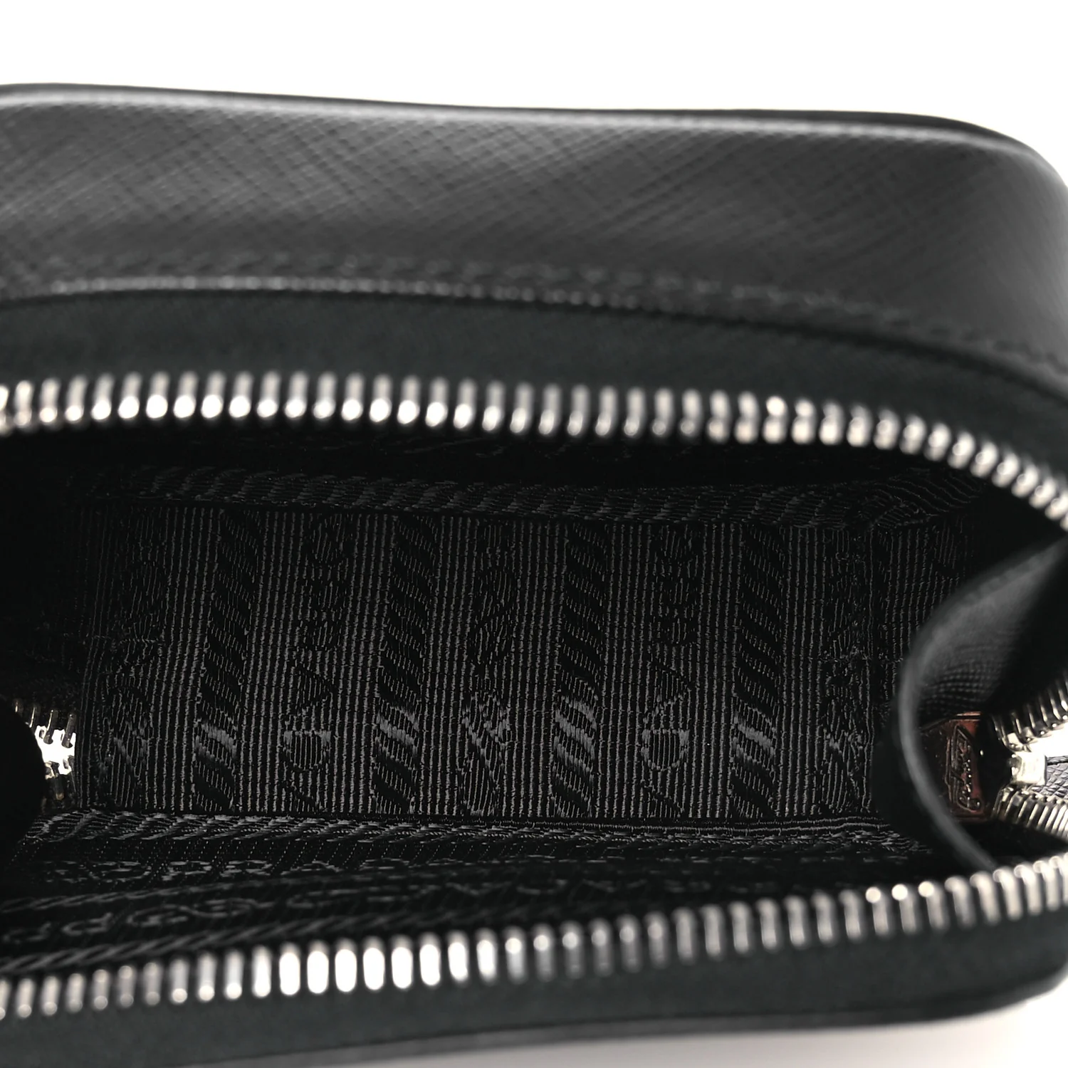 Saffiano Travel Metal Triangle Logo Mini Pouch Shoulder Bag Black - Image 5