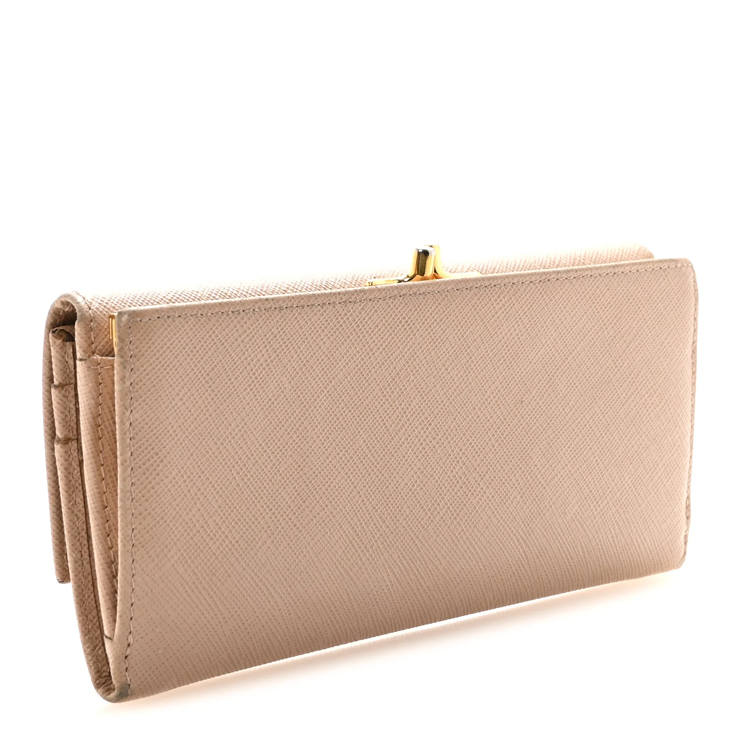 Saffiano Triangle Kiss Lock Flap Wallet Cammeo - Image 3