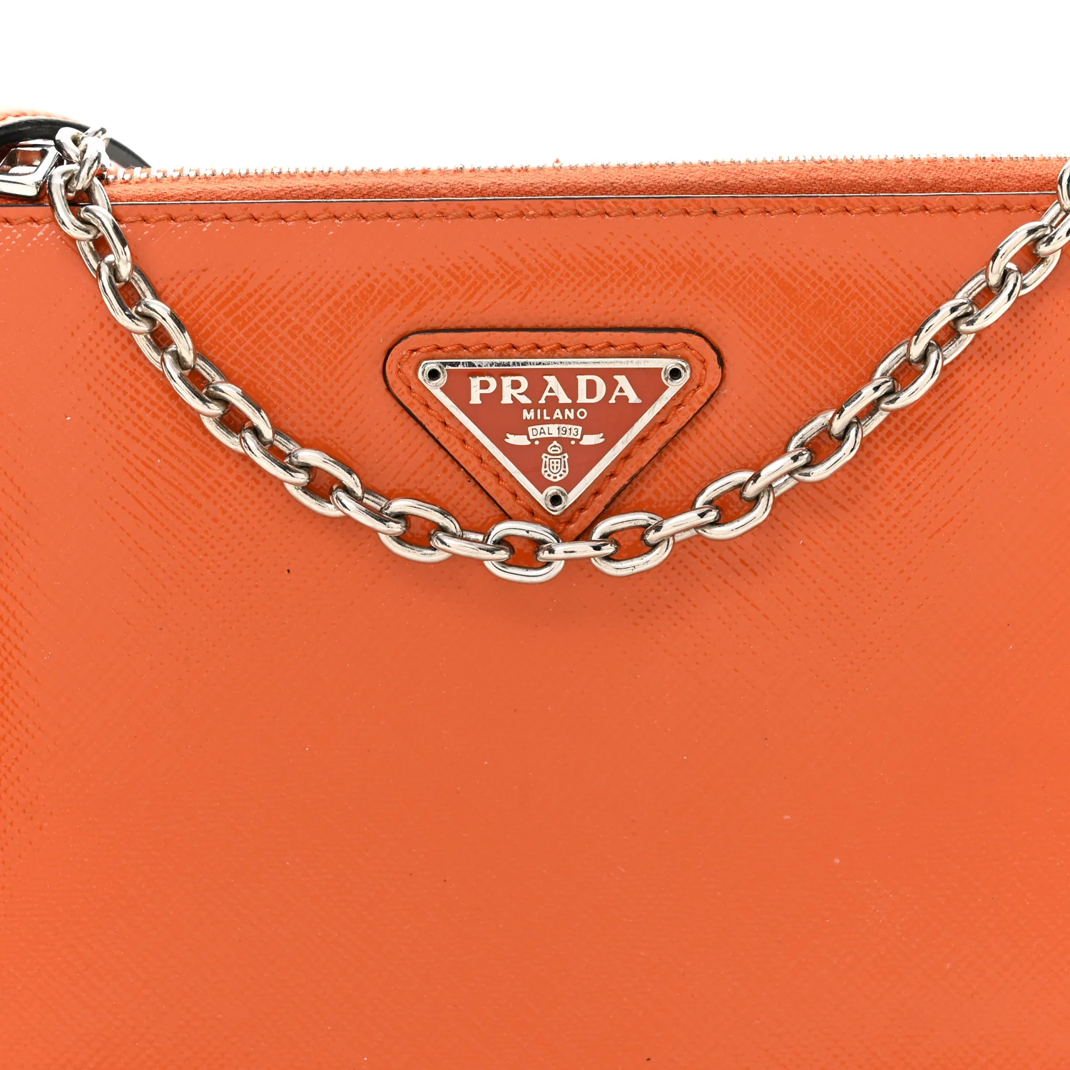 Saffiano Vernice Chain Crossbody Bag Papaya - Image 7