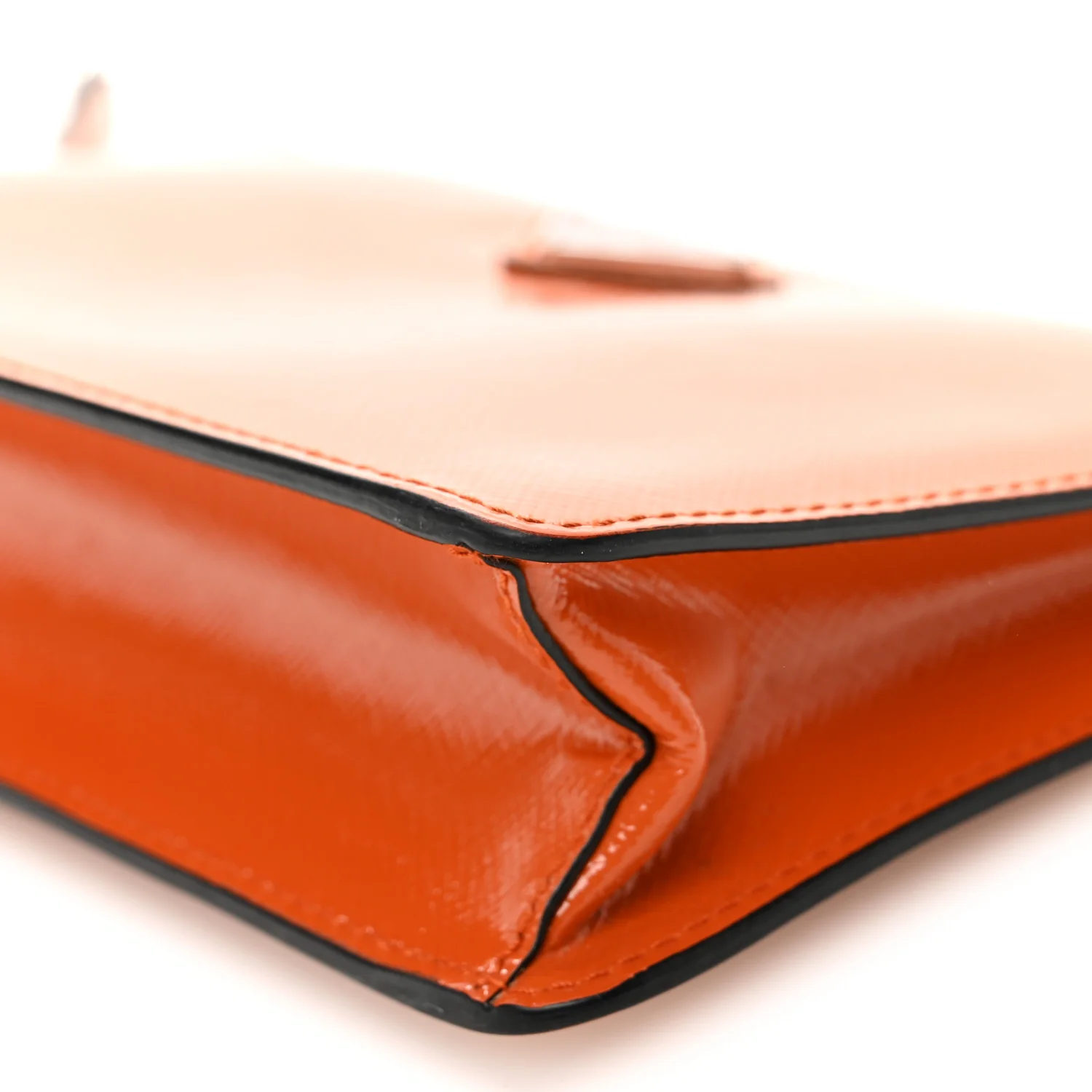 Saffiano Vernice Chain Crossbody Bag Papaya - Image 9