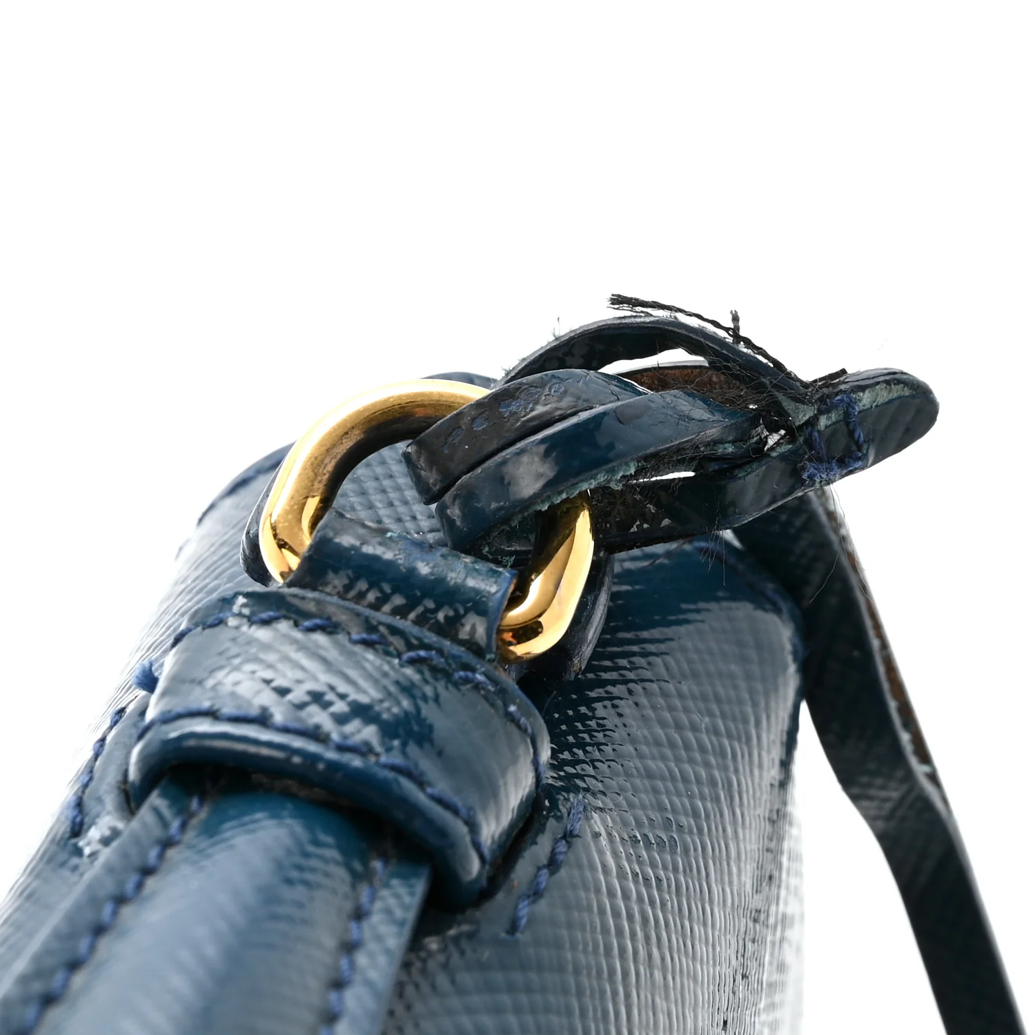 Saffiano Vernice Lock Flap Chain Bag Azzurro - Image 16