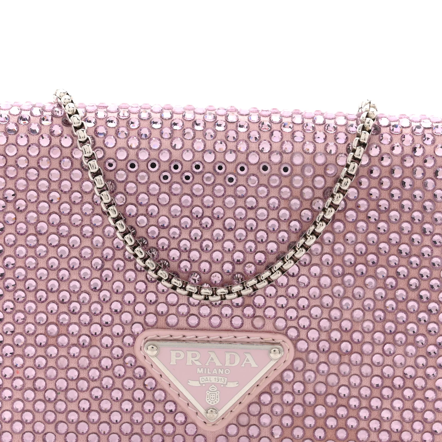 Satin Crystal Metal Triangle Logo Card Holder With Strap Alabastro - Image 8