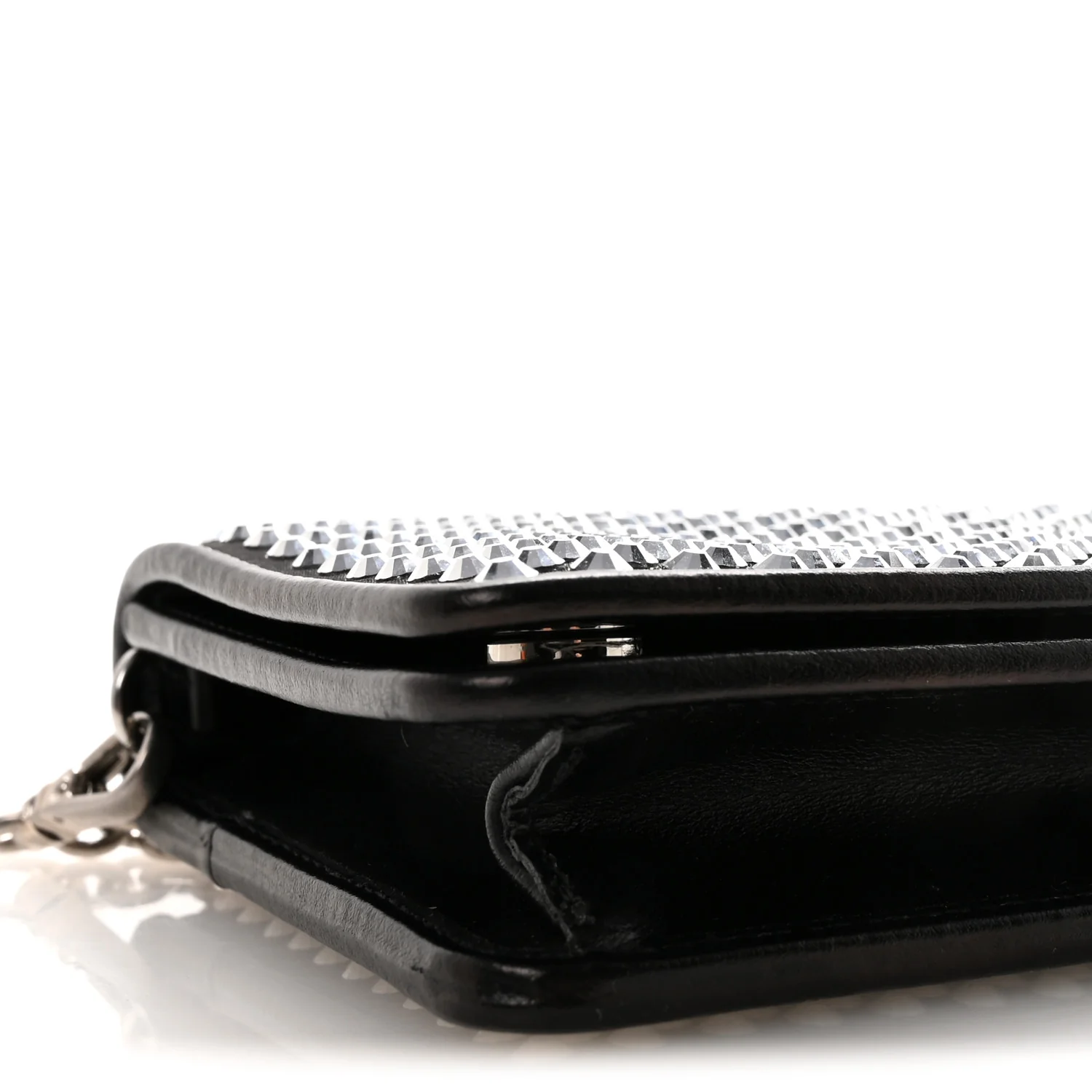 Satin Crystal Metal Triangle Logo Mini Crossbody Bag Cristal - Image 8