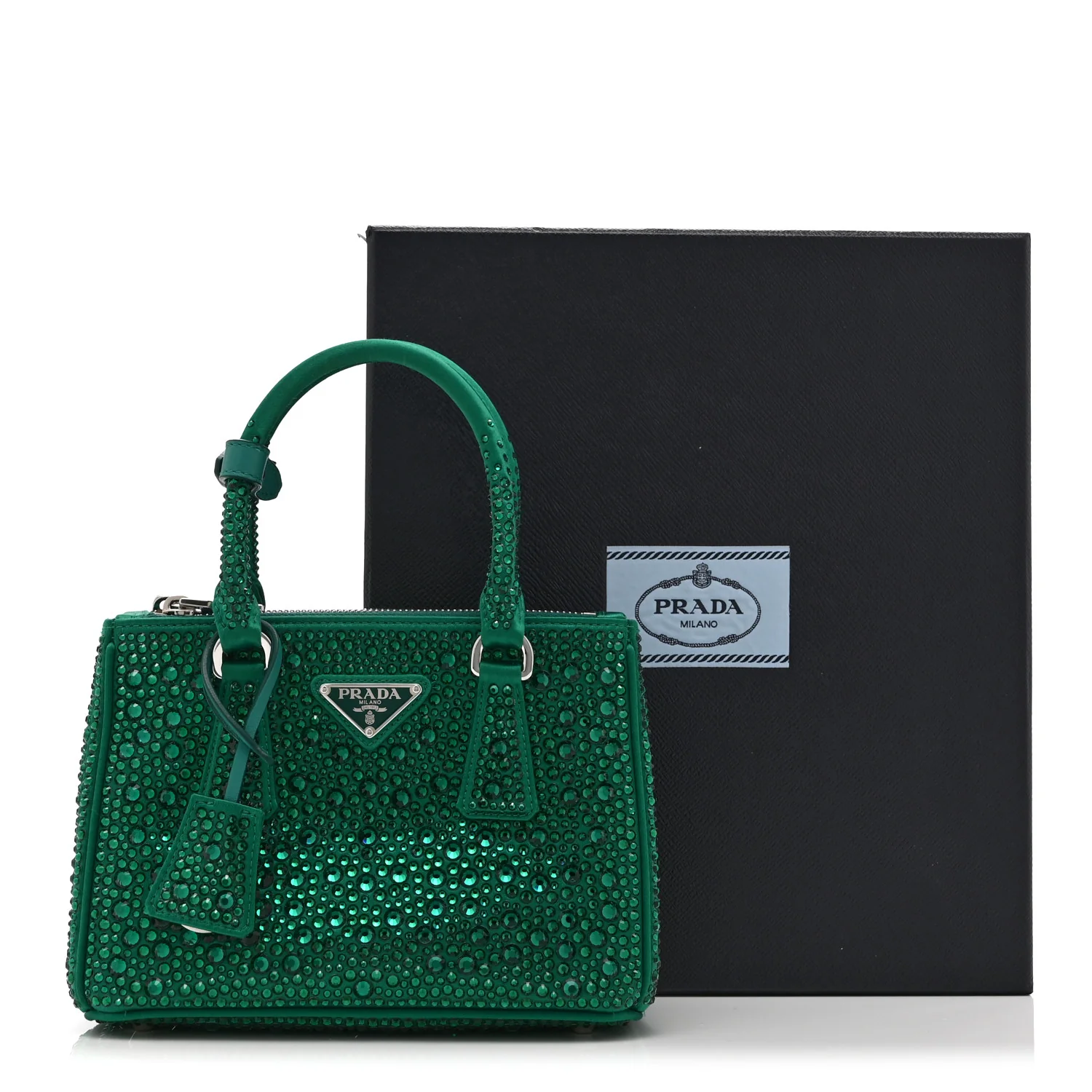 Satin Crystal Mini Galleria Double Zip Tote Mango - Image 11