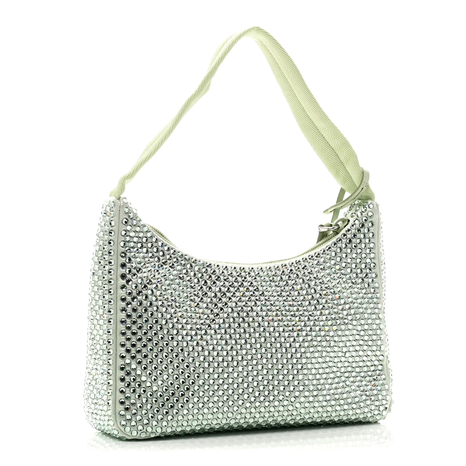 Satin Crystal Mini Re-Edition 2000 Bag Acqua - Image 3