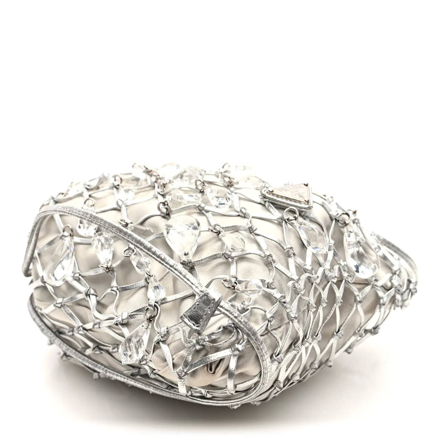 Satin Crystal Net Chain Bag Silver - Image 4