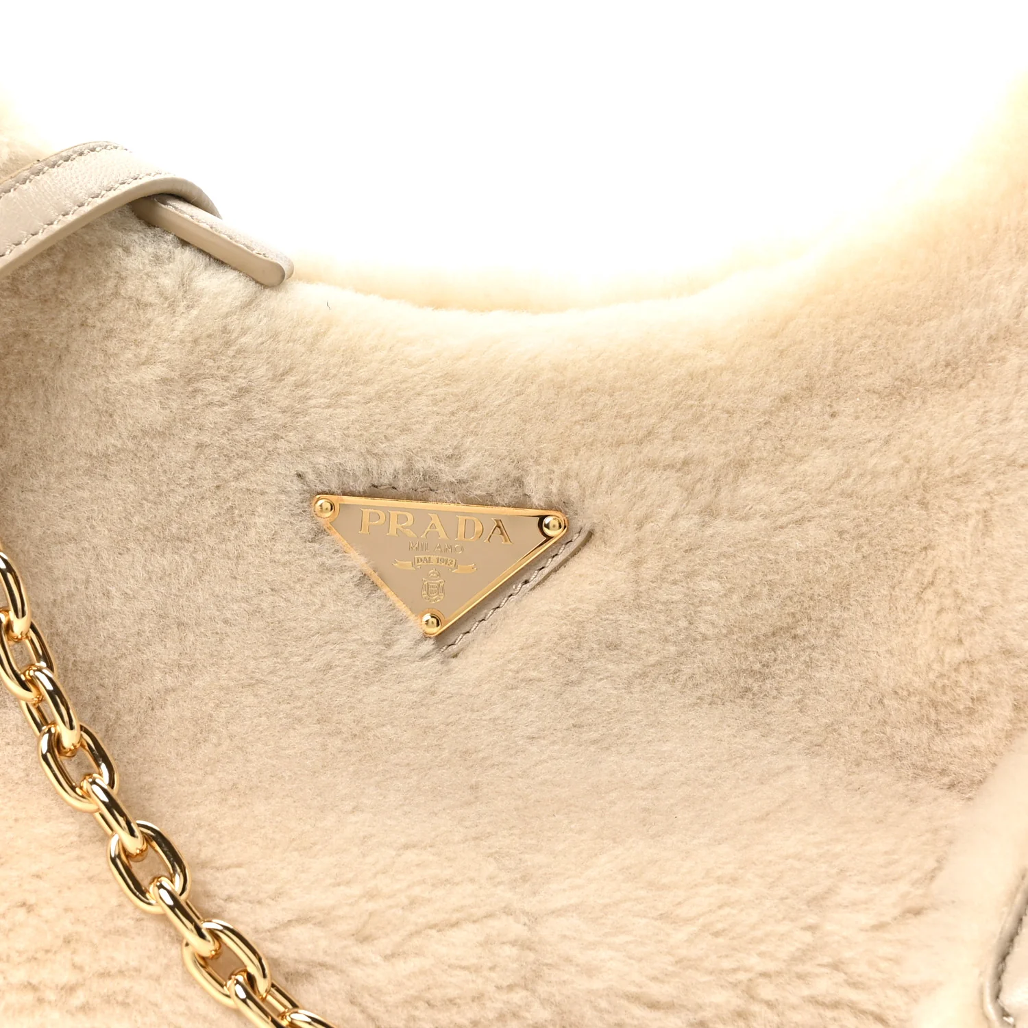 Shearling Nappa Mini Re-Edition Shoulder Bag Ecru - Image 14