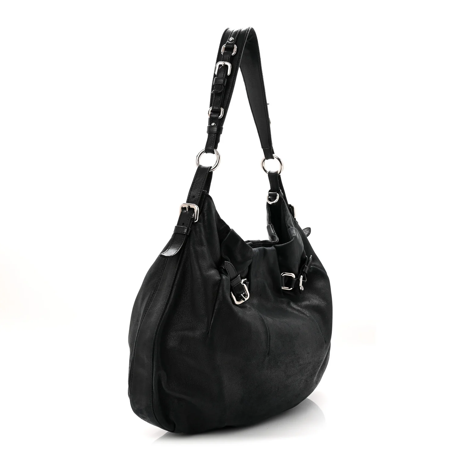 Soft Calf Pleated Hobo Black - Image 3