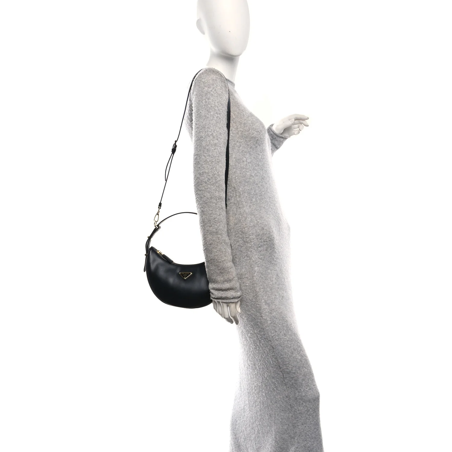 Soft Calfskin Arque Shoulder Bag Black - Image 2