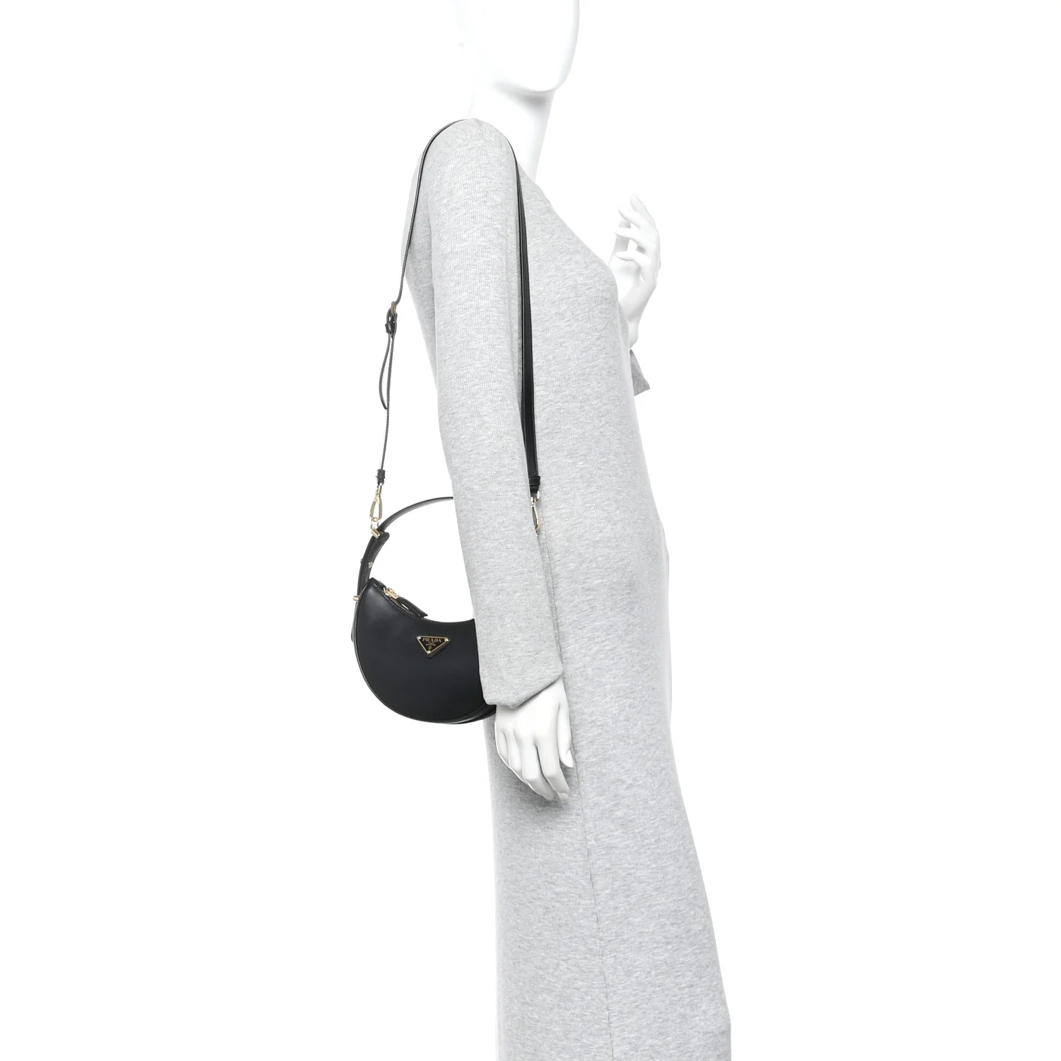 Soft Calfskin Arque Shoulder Bag Black - Image 2