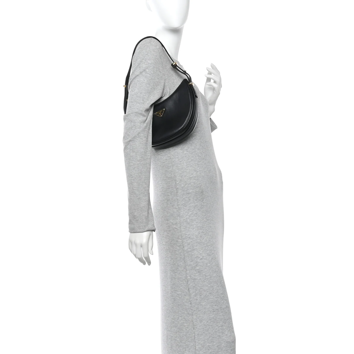 Soft Calfskin Arque Shoulder Bag Black - Image 2