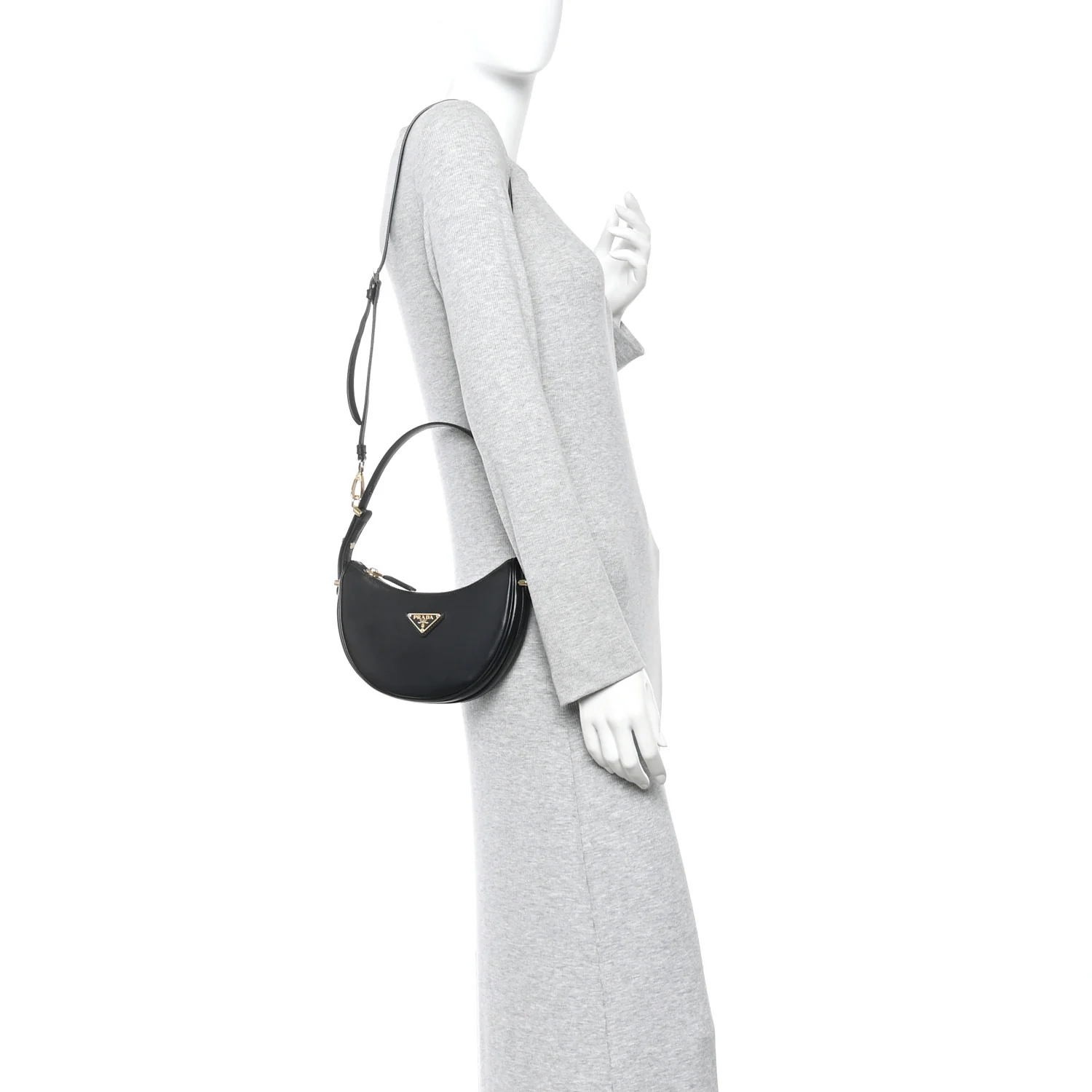 Soft Calfskin Arque Shoulder Bag Black - Image 2