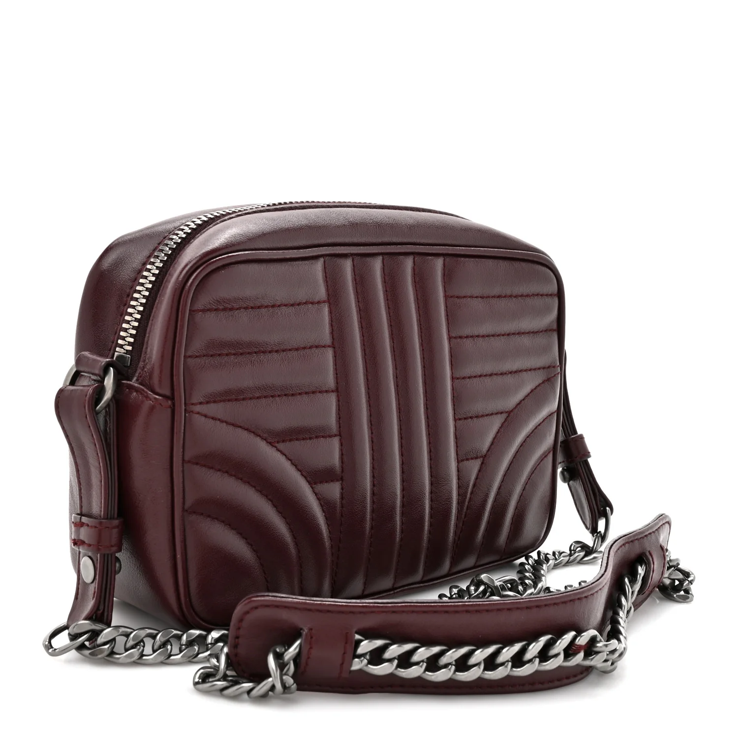 Soft Calfskin Impunture Diagramme Small Camera Bag Granato - Image 3