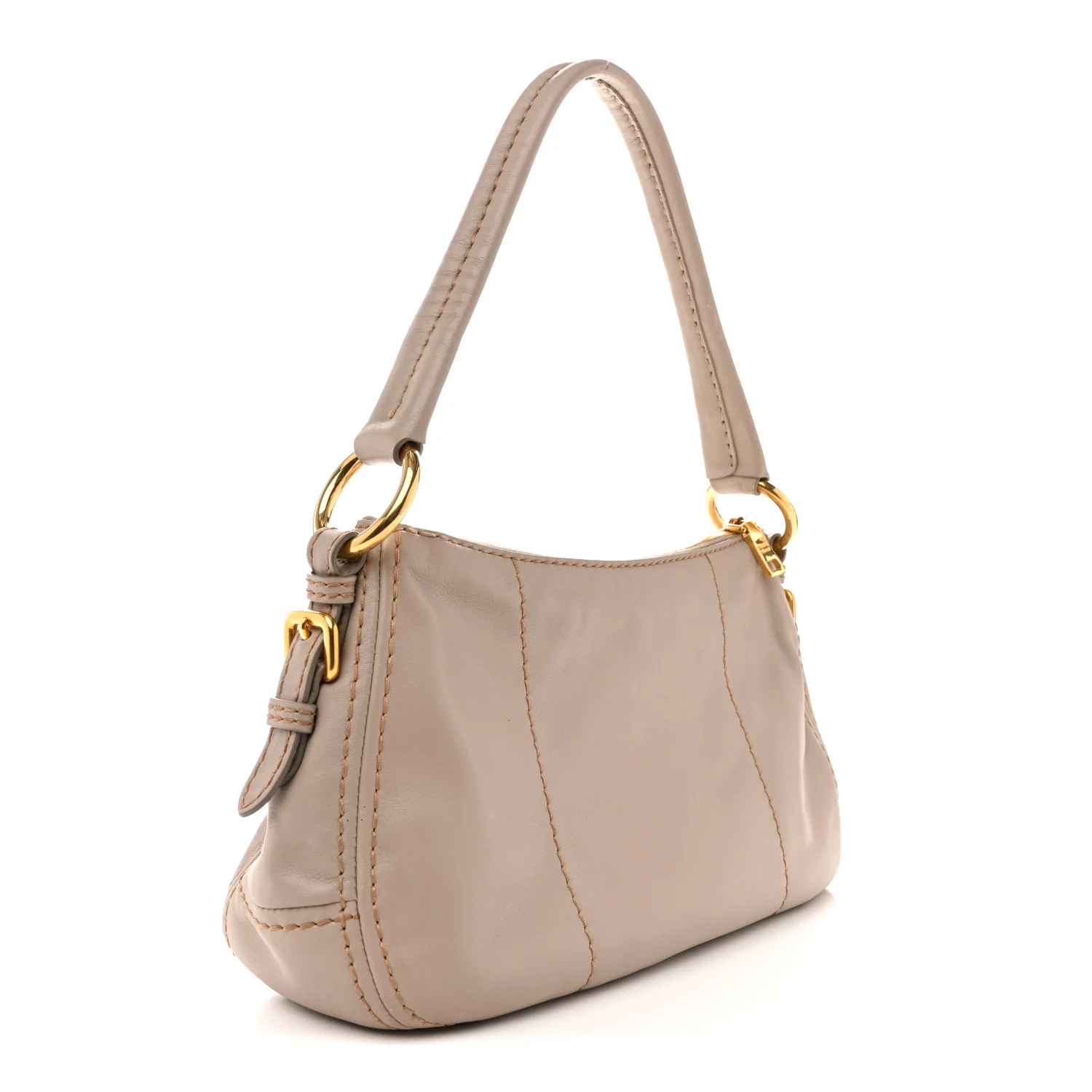 Soft Calfskin Stitched Shoulder Bag  Argilla - Image 3