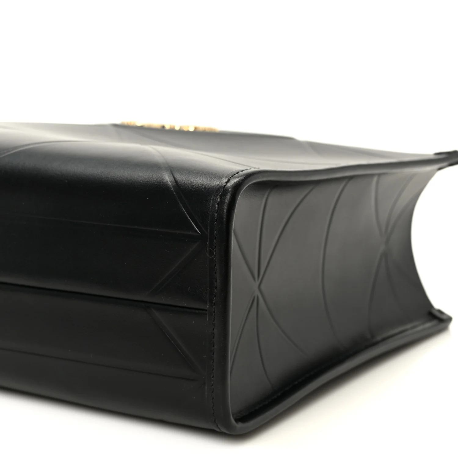 Soft Calfskin Triangolo Symbole Embossed Small Tote Black - Image 10