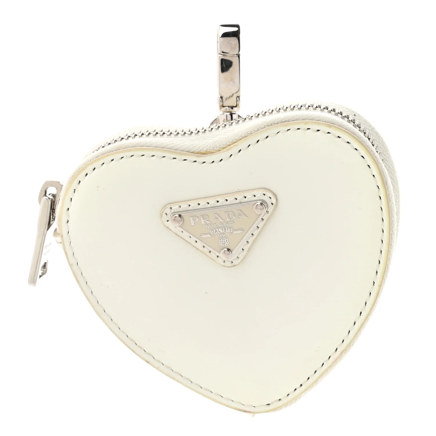 Spazzolato Heart Coin Pouch Bag Charm White
