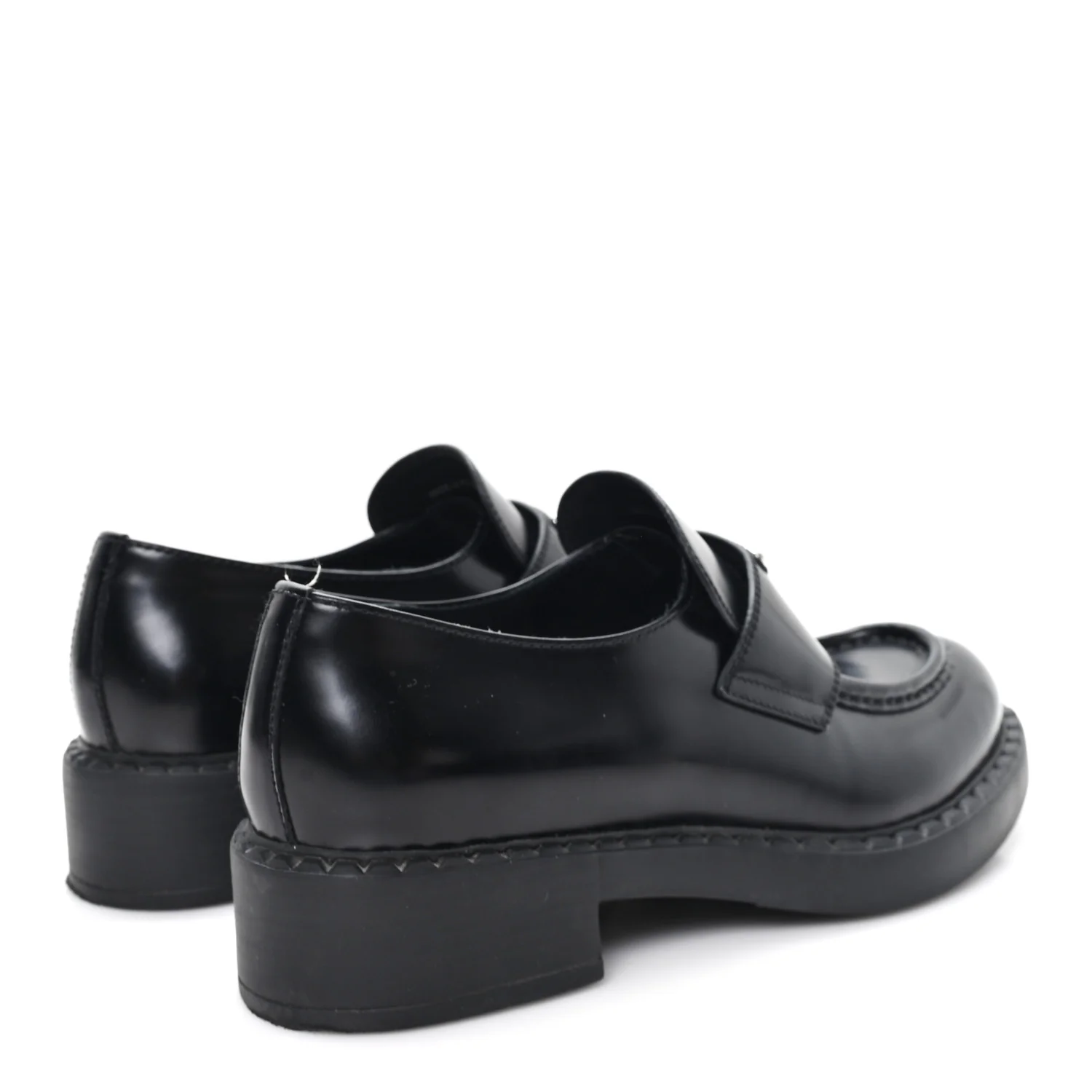 Spazzolato Metal Triangle Logo 50mm Loafers 39 Black - Image 5