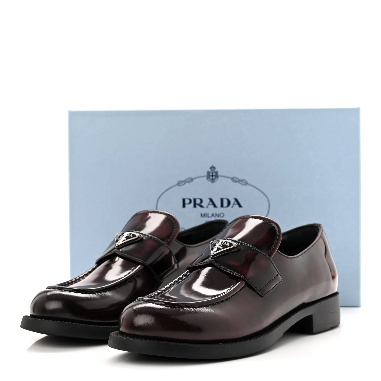 Spazzolato Metal Triangle Logo 50mm Loafers 39 Cordovan - Image 10