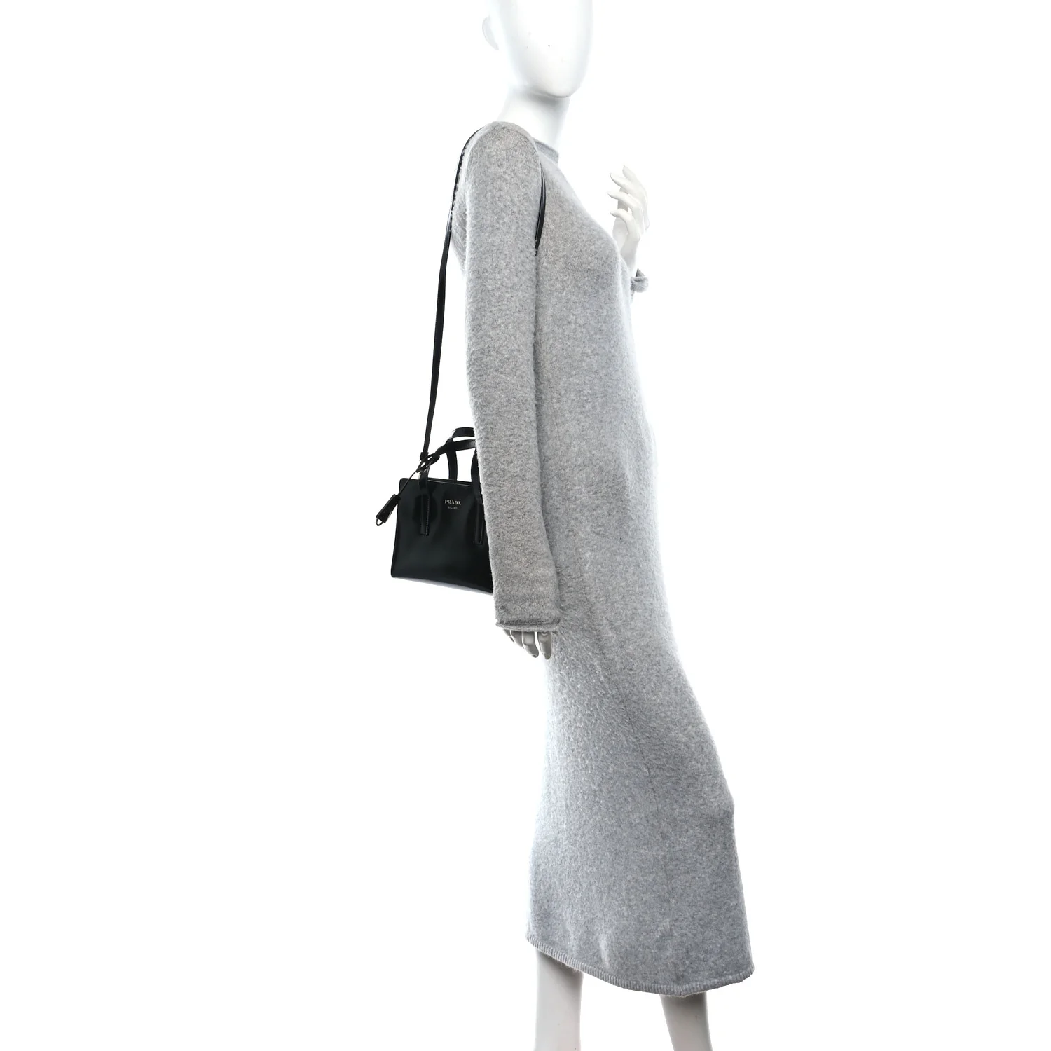 Spazzolato Mini Re-Edition 1995 Double Handle Handbag Black - Image 2