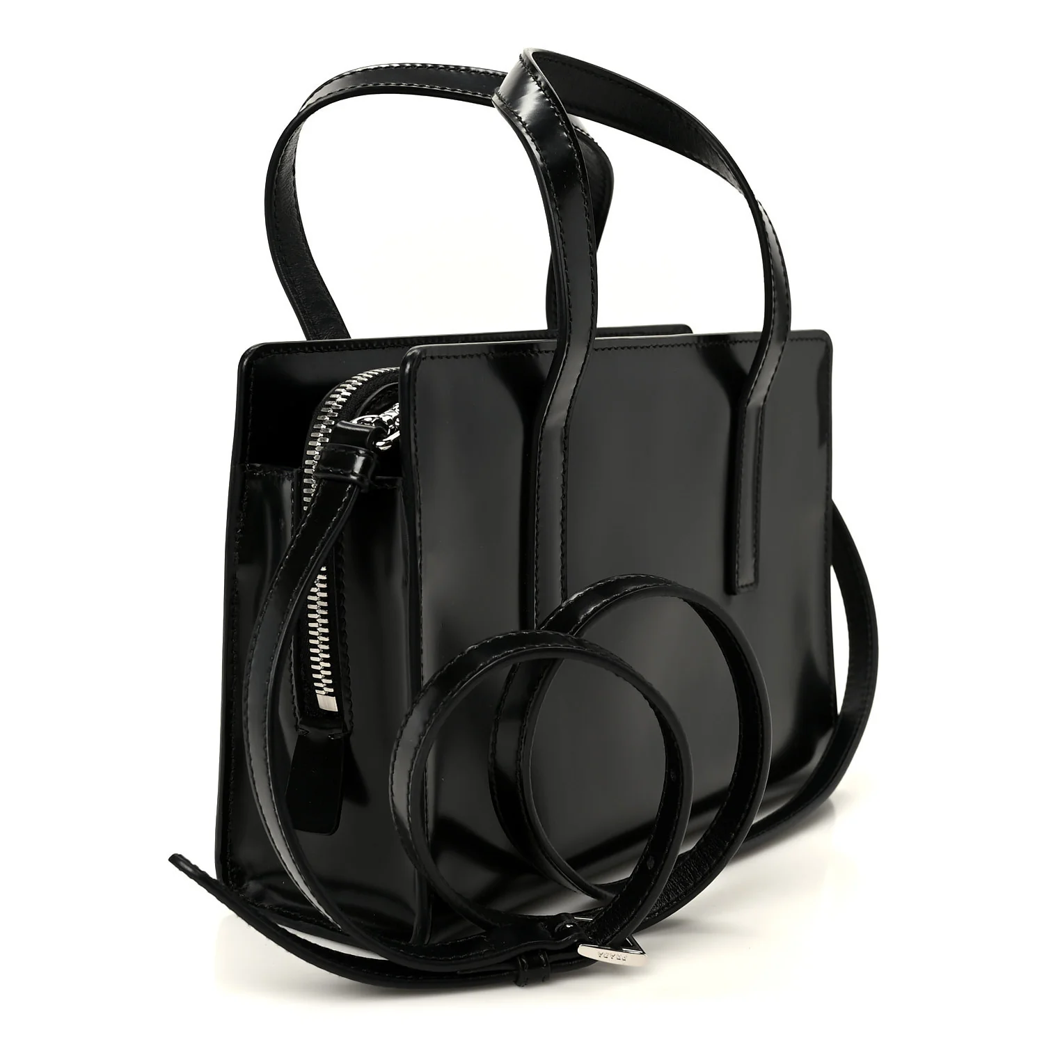Spazzolato Mini Re-Edition 1995 Double Handle Handbag Black - Image 3