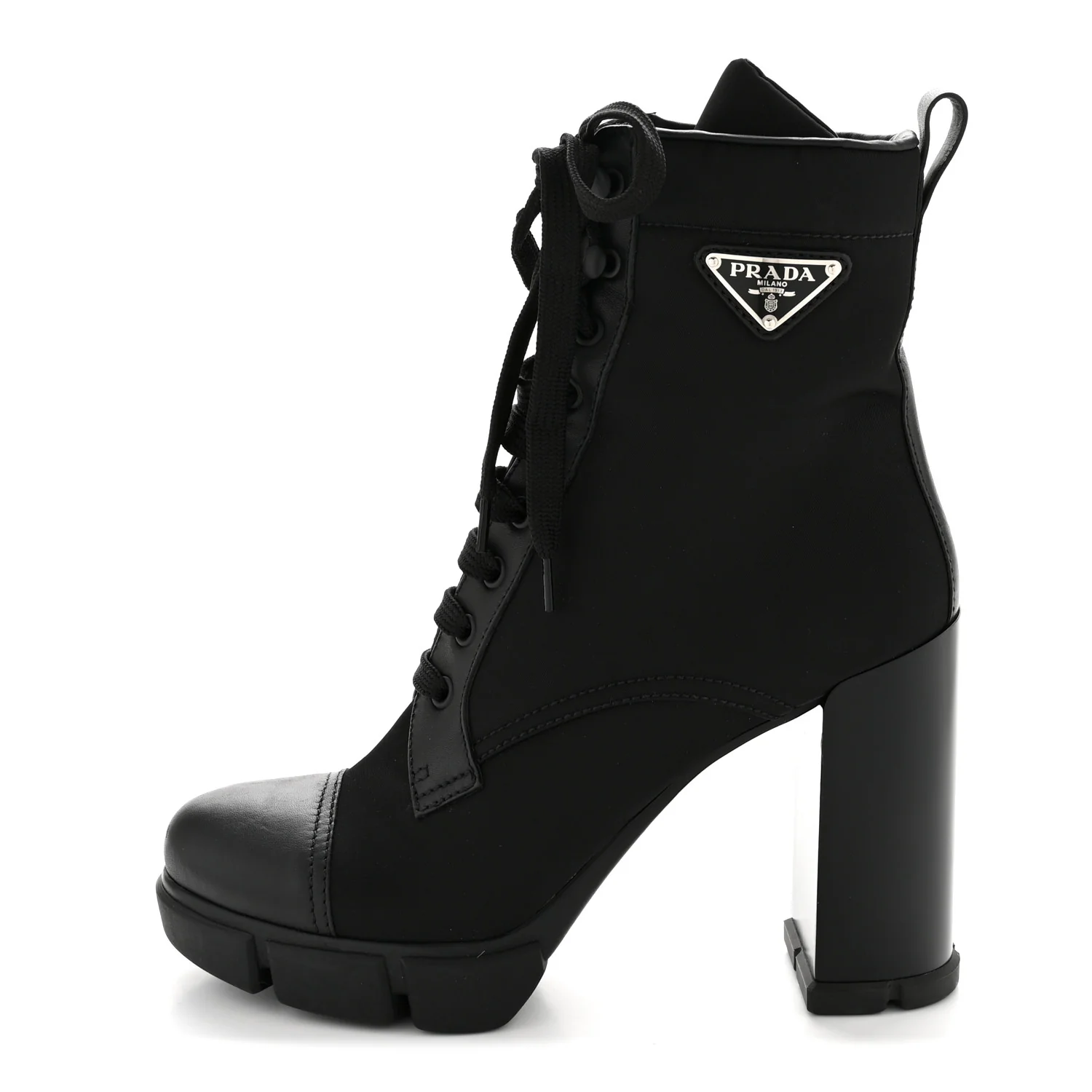 Spazzolato Re-Nylon Metal Triangle Logo 110mm Ankle Boots 40 Black