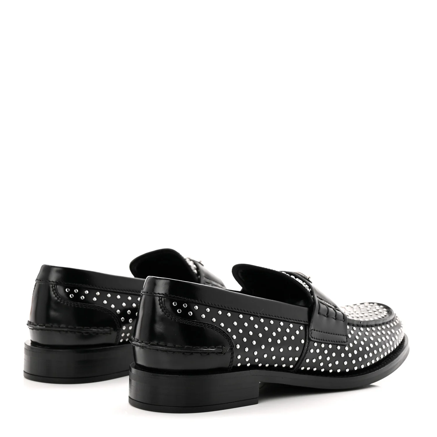Spazzolato Studded Metal Triangle Logo 20mm Loafers 39 Black - Image 5