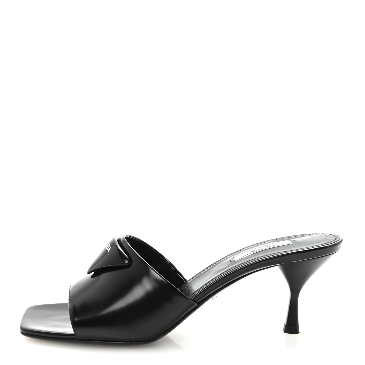 Spazzolato Triangle Logo 65mm Slide Sandals 40 Black