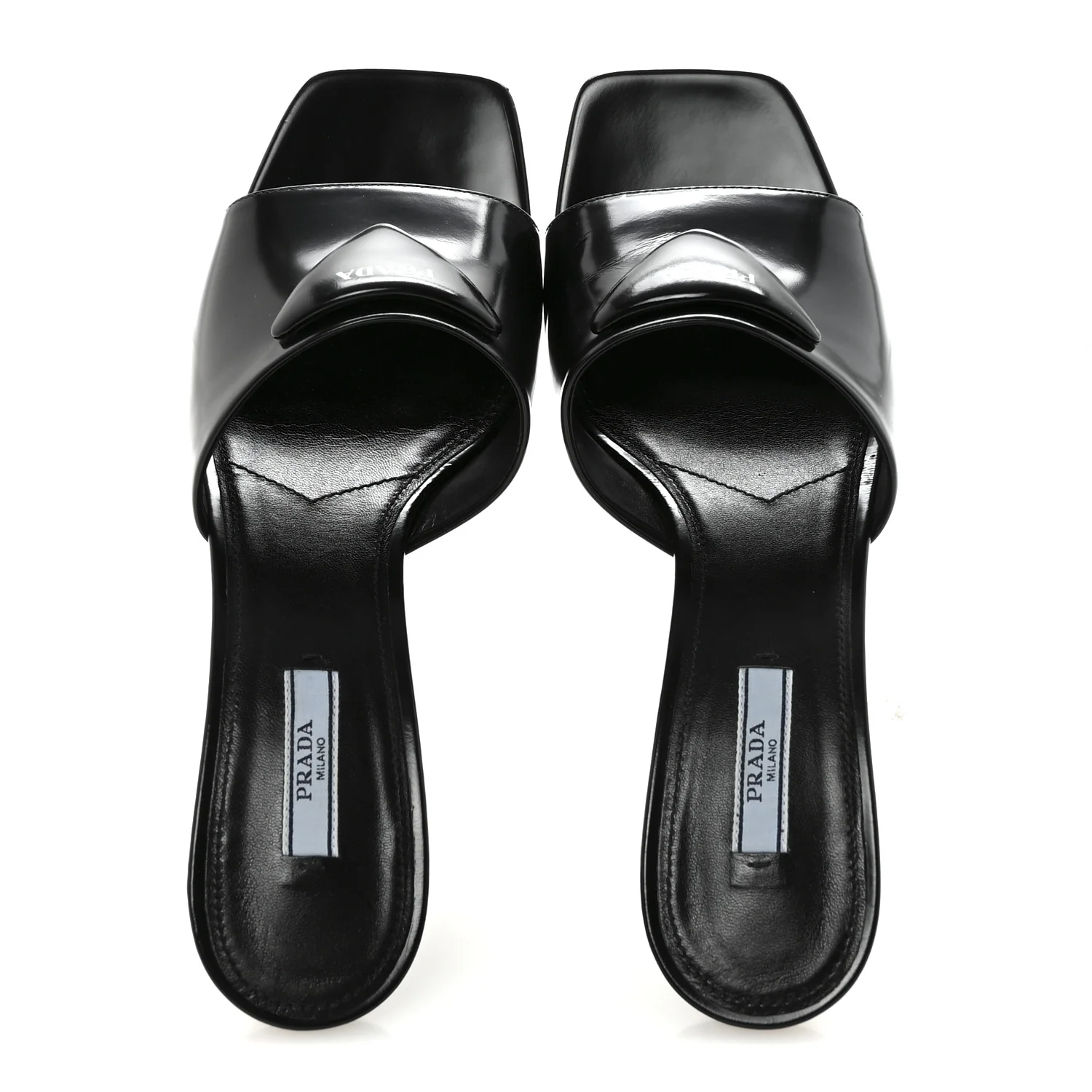 Spazzolato Triangle Logo 65mm Slide Sandals 40 Black - Image 2