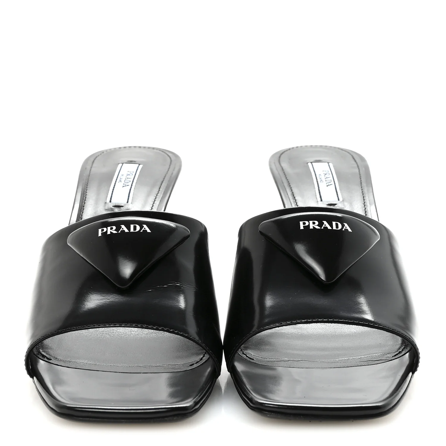 Spazzolato Triangle Logo 65mm Slide Sandals 40 Black - Image 3