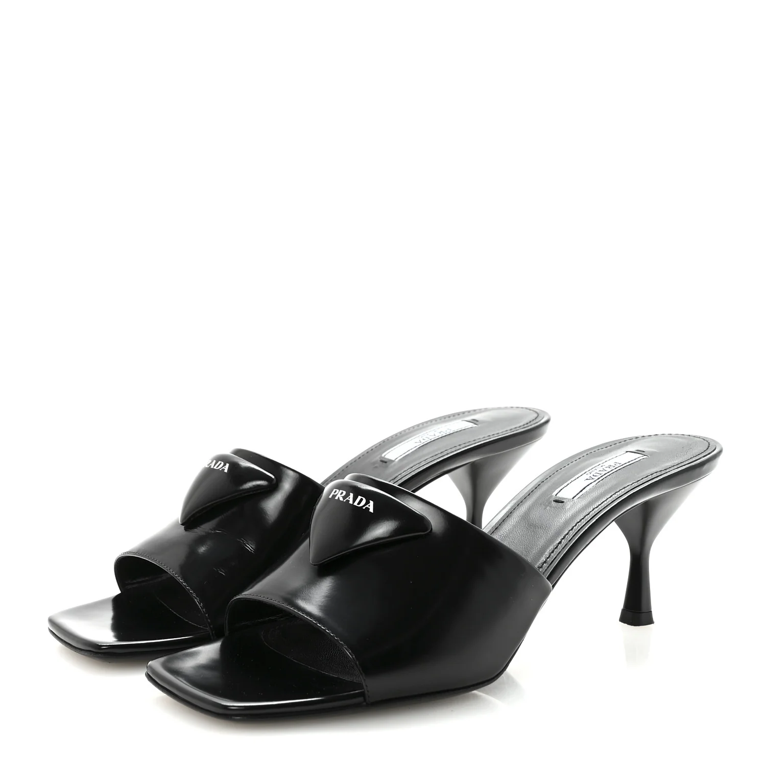 Spazzolato Triangle Logo 65mm Slide Sandals 40 Black - Image 4