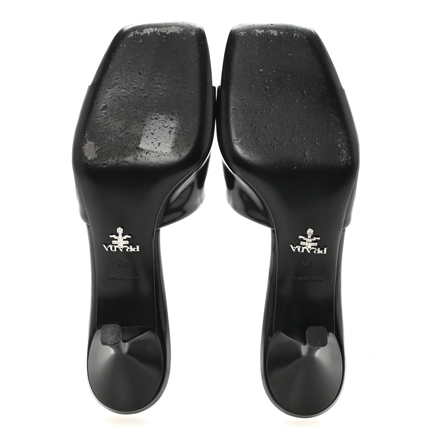 Spazzolato Triangle Logo 65mm Slide Sandals 40 Black - Image 6