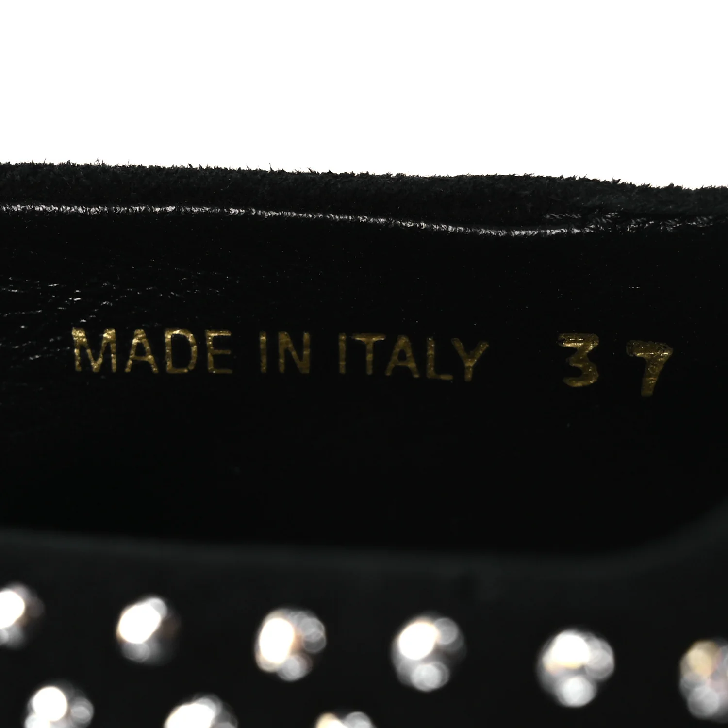 Suede Crystal Studded Ballerina Flats 37 Black - Image 10