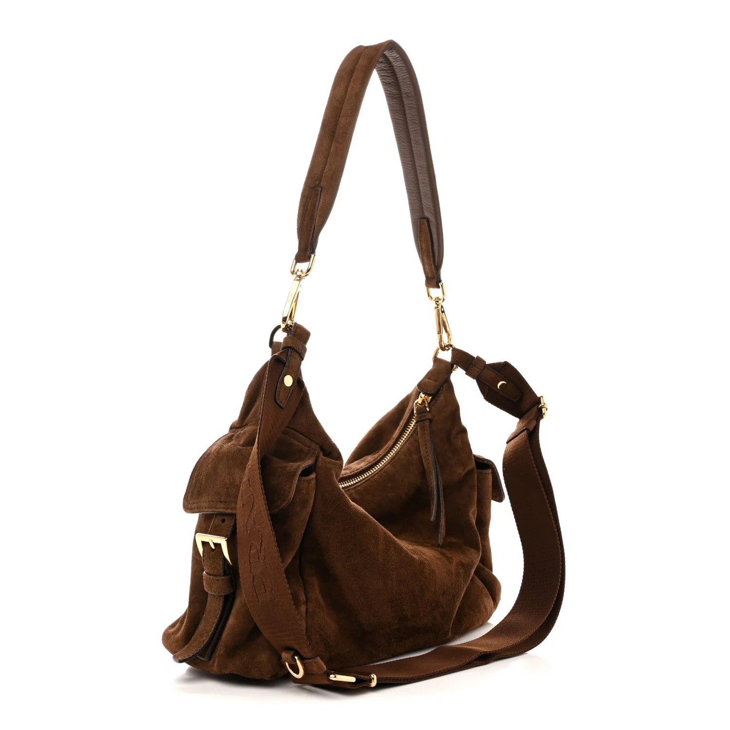 Suede Large Explore Shoulder Bag Cocoa Brown - Image 4