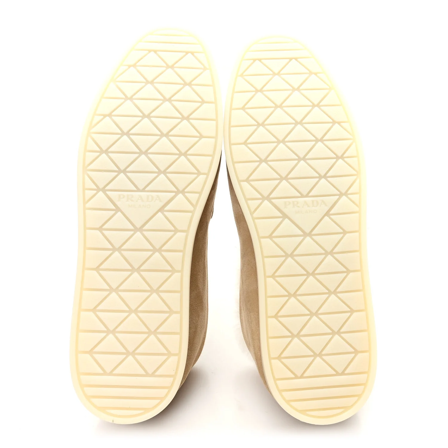 Suede Shearling Triangle Logo Loafer 39 Ecru - Image 6